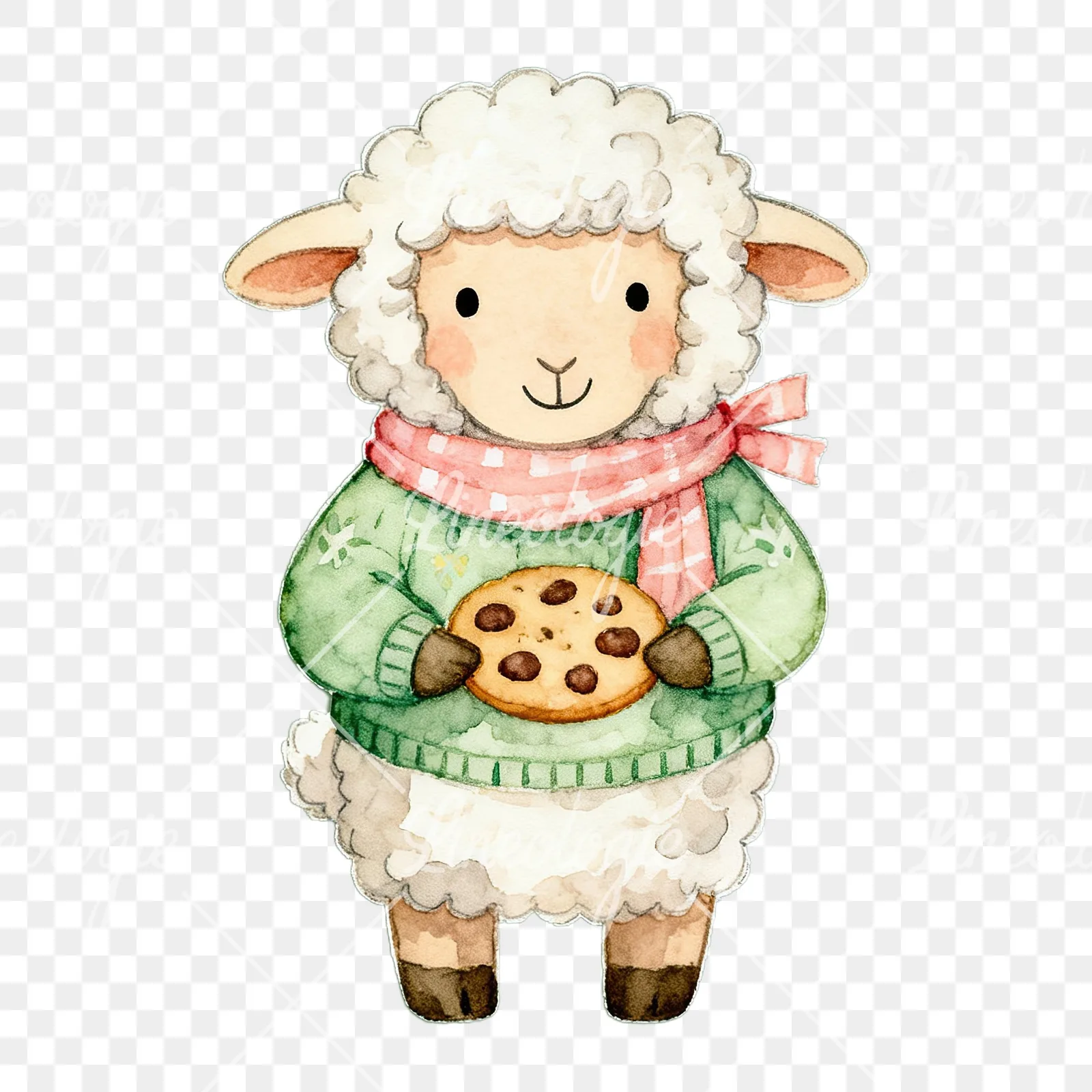 Watercolor Easter farm animal clipart 4 of 9 on a transparent background (PNG)