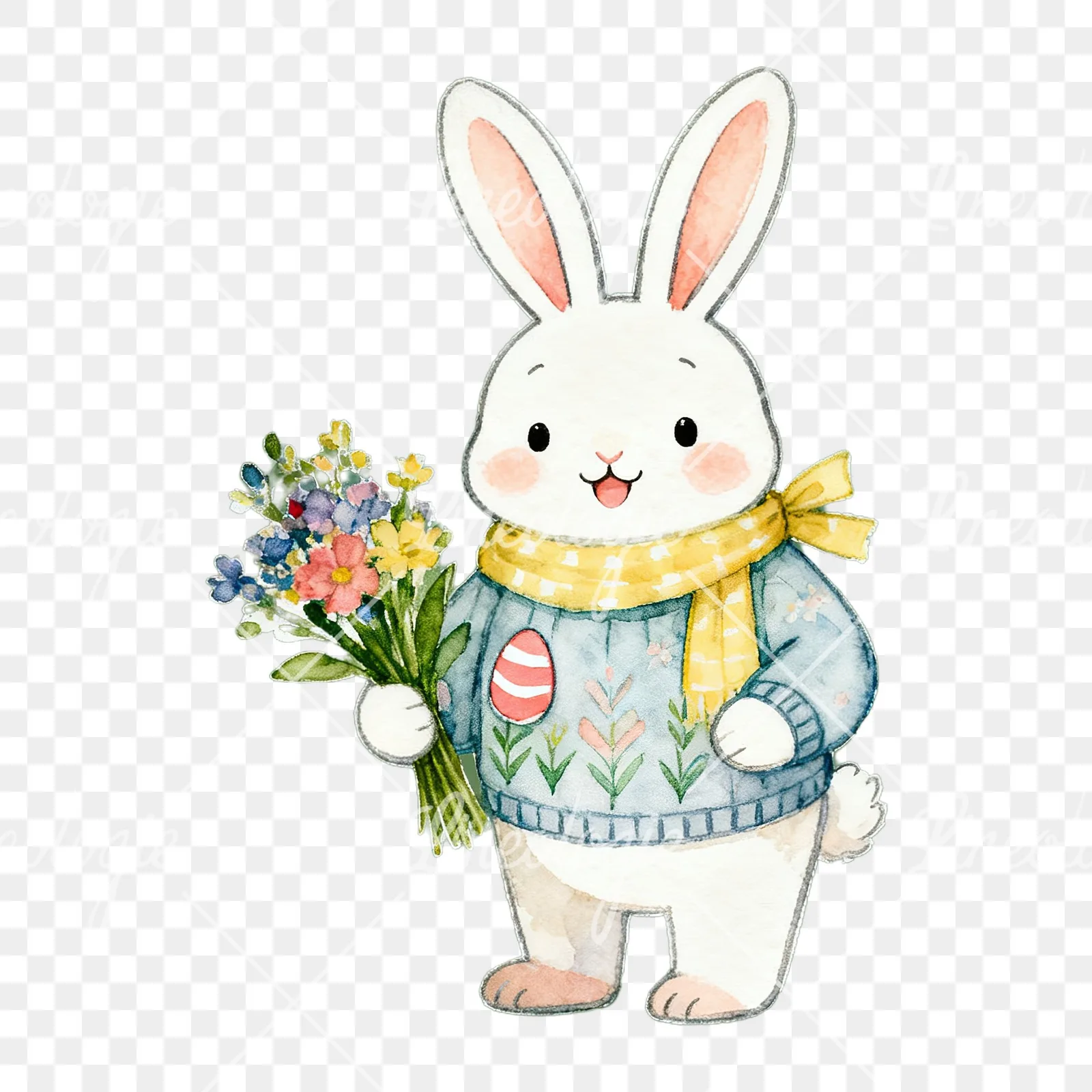 Watercolor Easter farm animal clipart 5 of 9 on a transparent background (PNG)