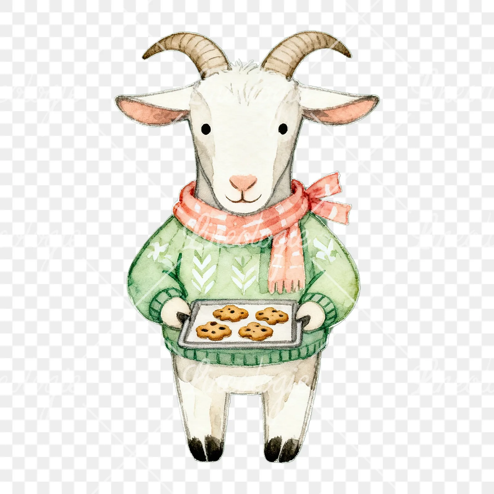 Watercolor Easter farm animal clipart 6 of 9 on a transparent background (PNG)