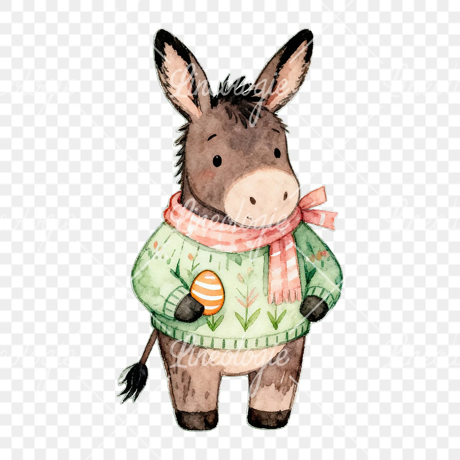 Watercolor Easter farm animal clipart 7 of 9 on a transparent background (PNG)