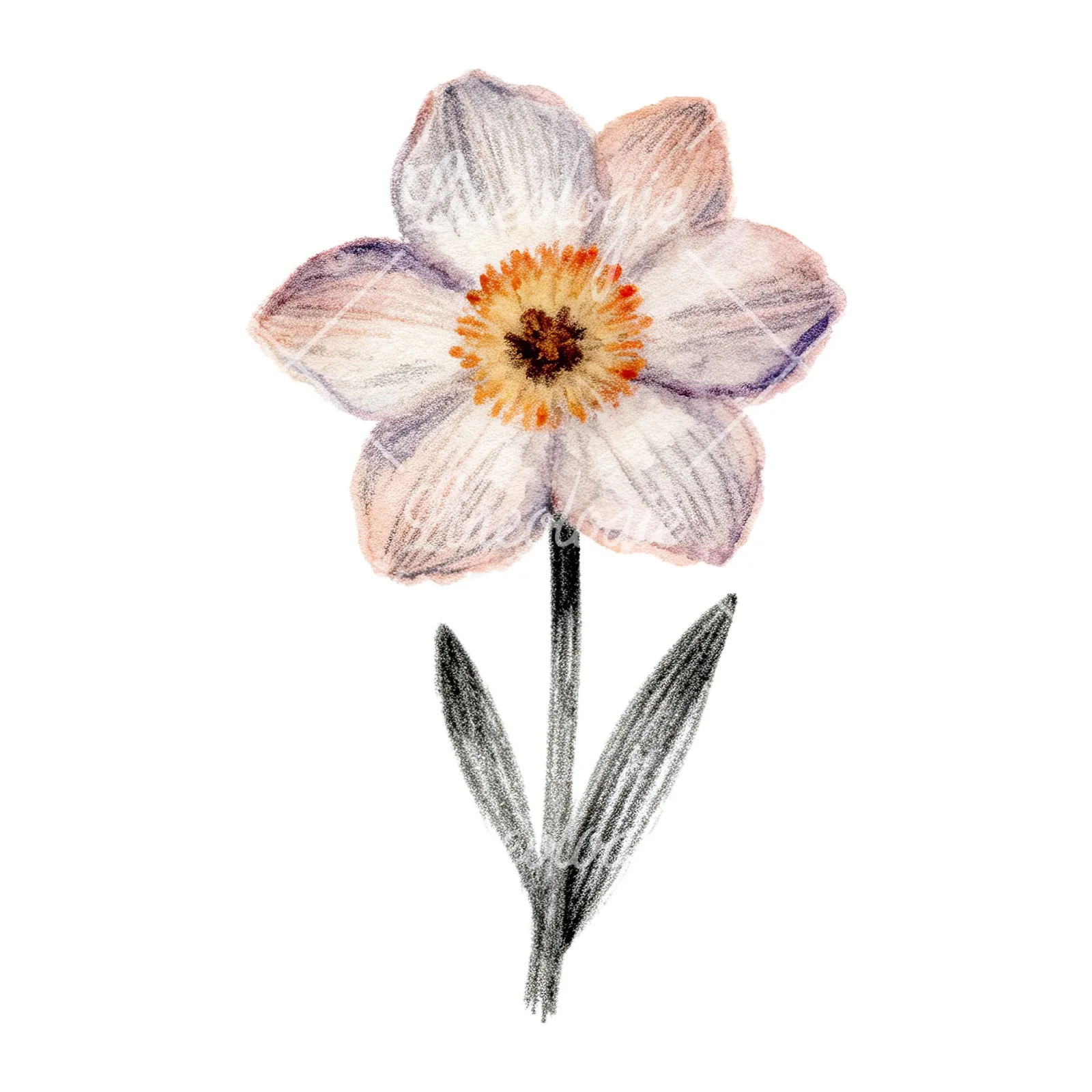 Watercolor Easter flower with pastel tulips clipart 6 of 9 on a white background (JPG)