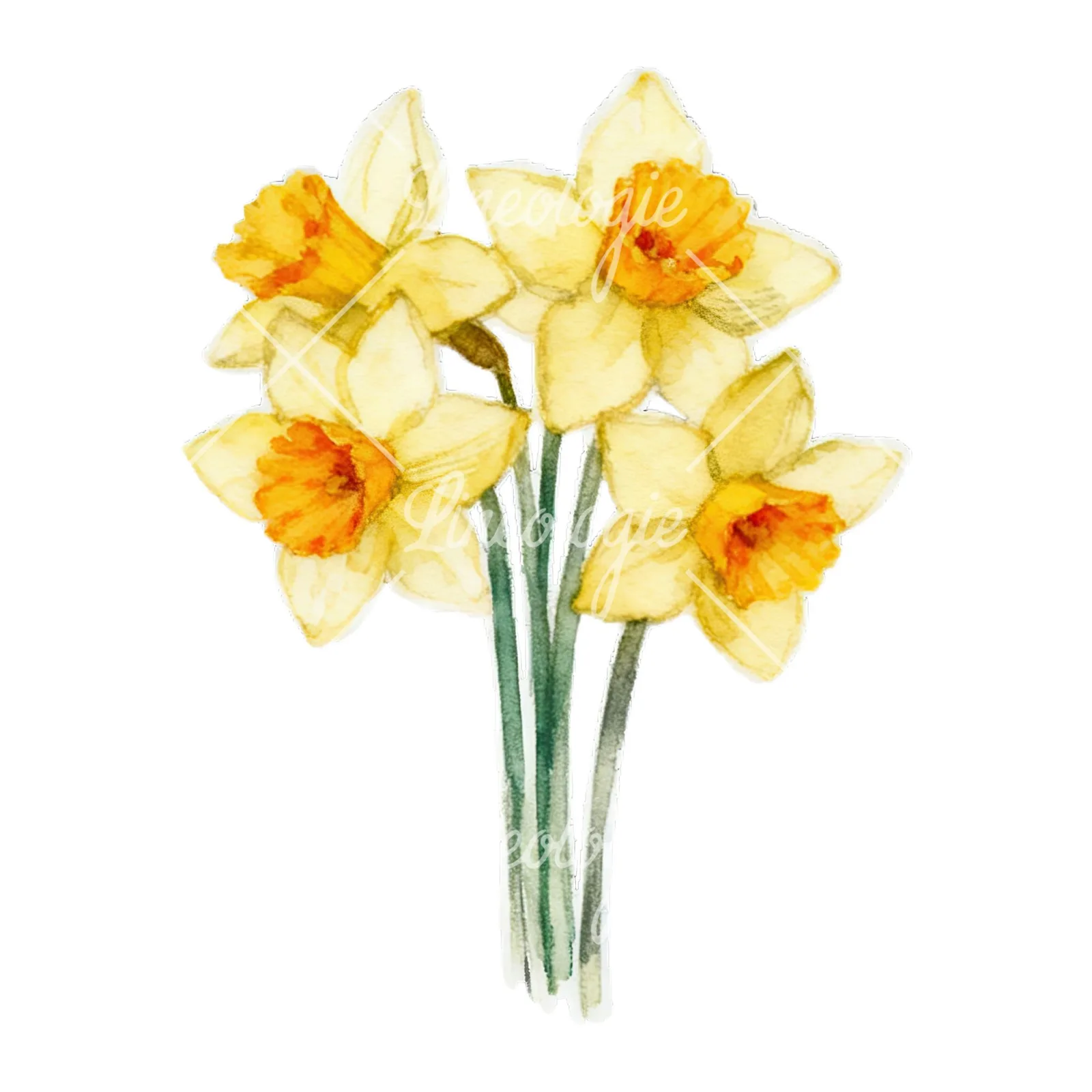 Watercolor Easter flower with hyacinths clipart 2 of 9 on a white background (JPG)