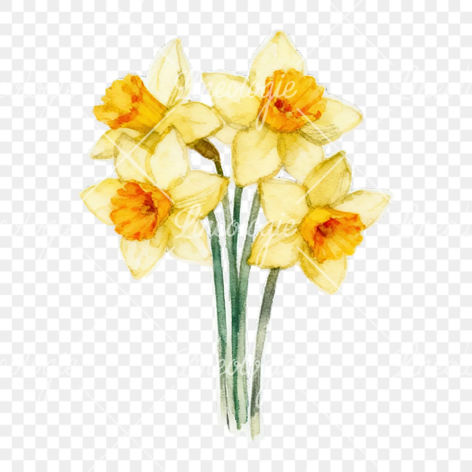 Watercolor Easter flower with hyacinths clipart 2 of 9 on a transparent background (PNG)