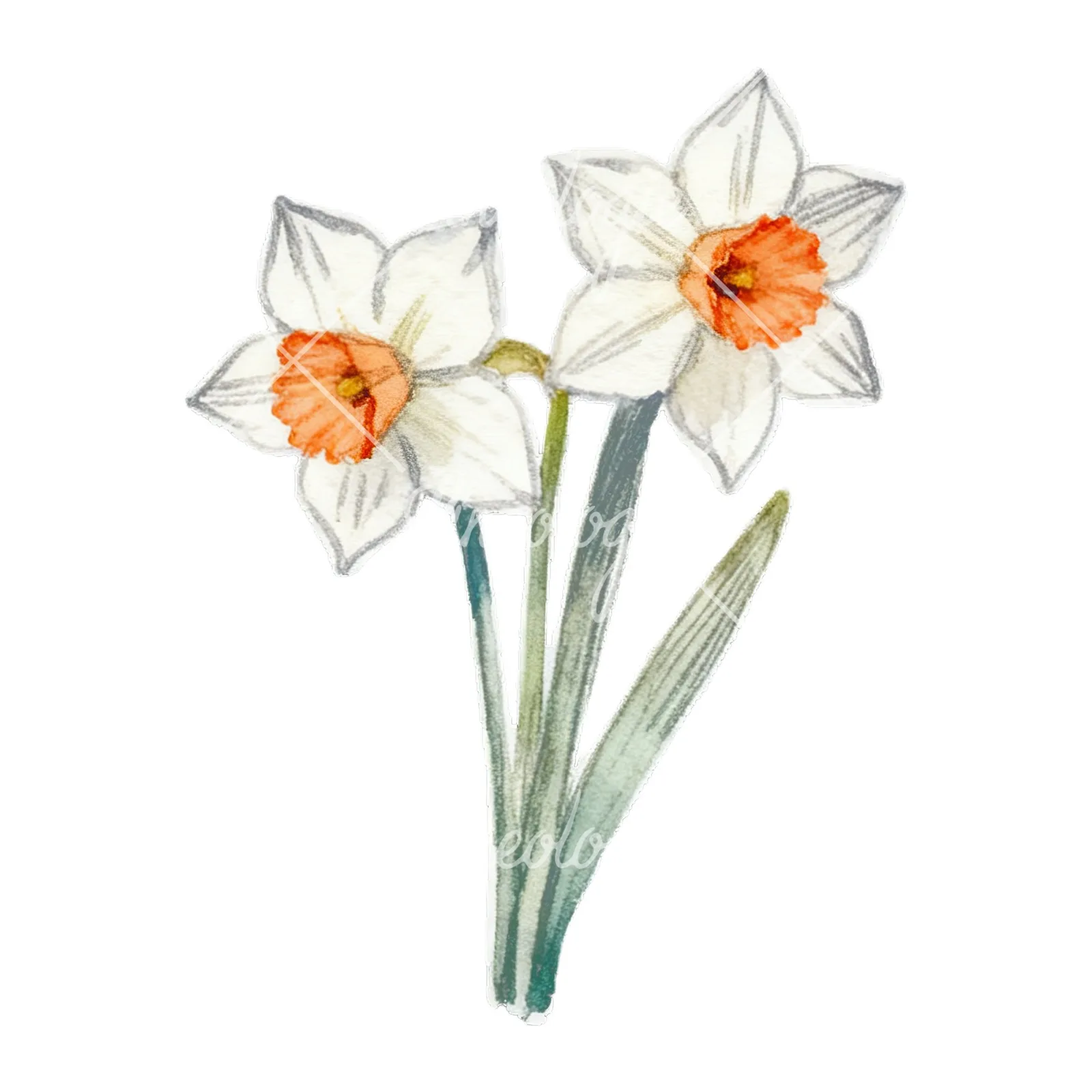 Watercolor Easter flower with hyacinths clipart 8 of 9 on a white background (JPG)