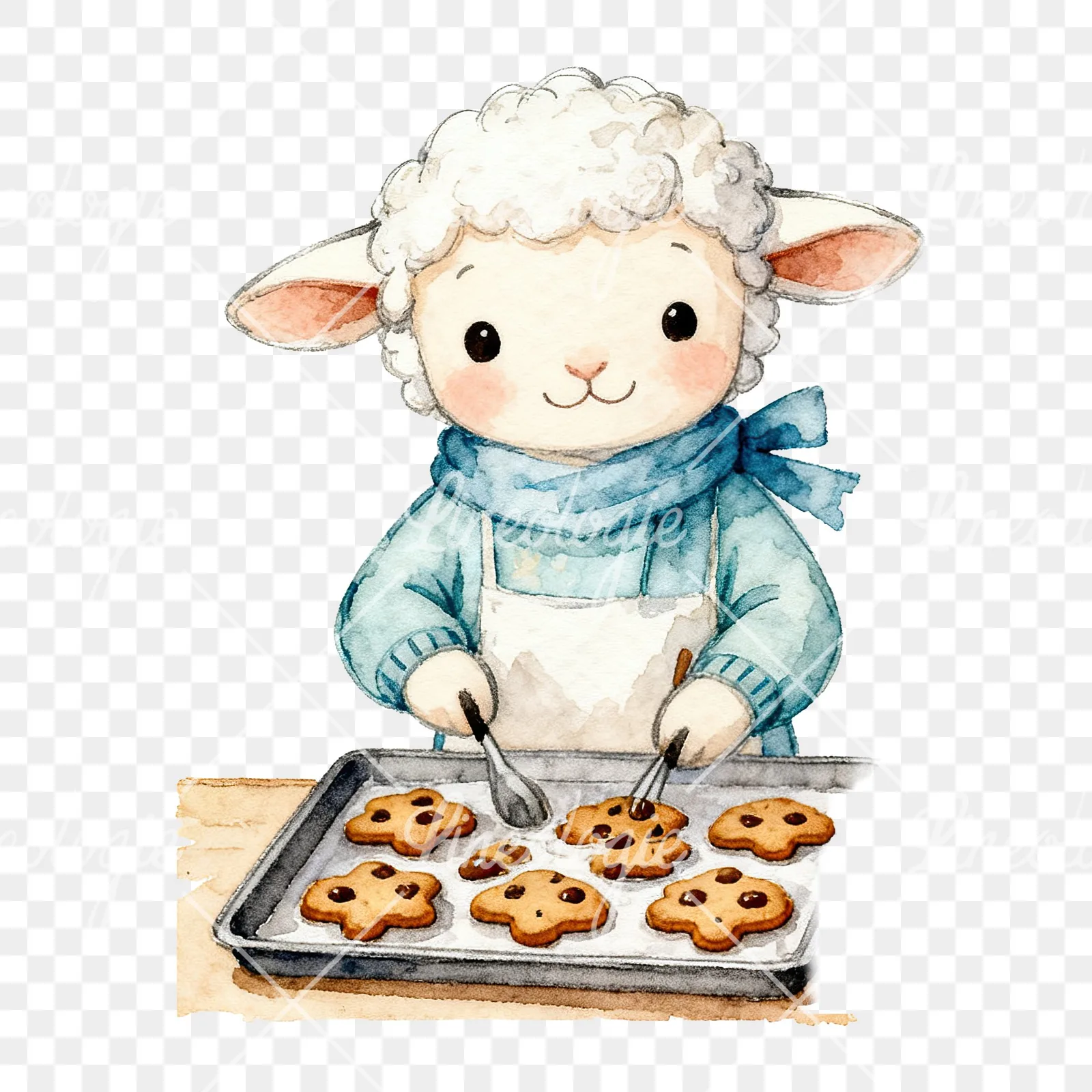 Watercolor Easter lambs in sweaters clipart 3 of 9 on a transparent background (PNG)