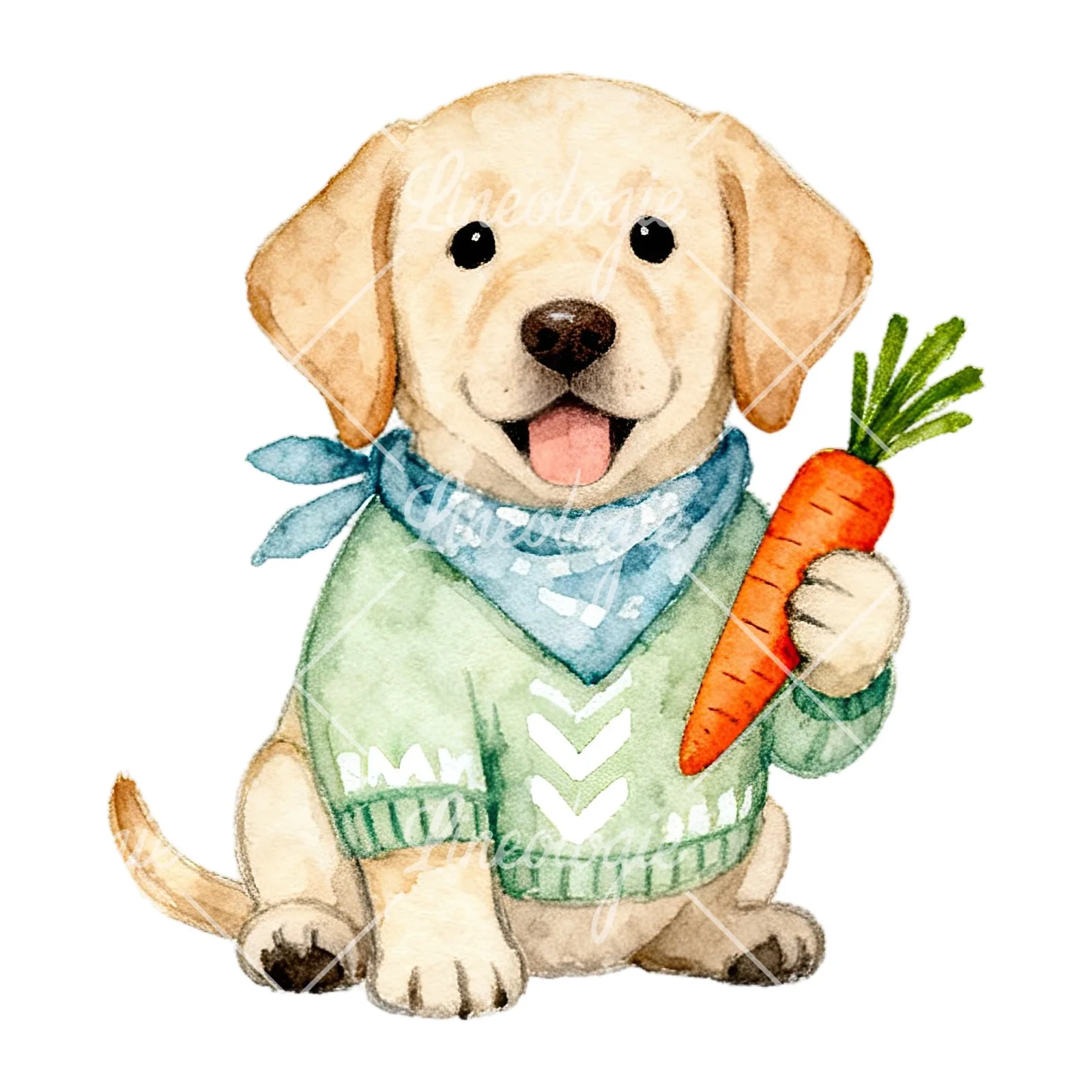 Watercolor Easter puppy with baking tray clipart 2 of 9 on a white background (JPG)