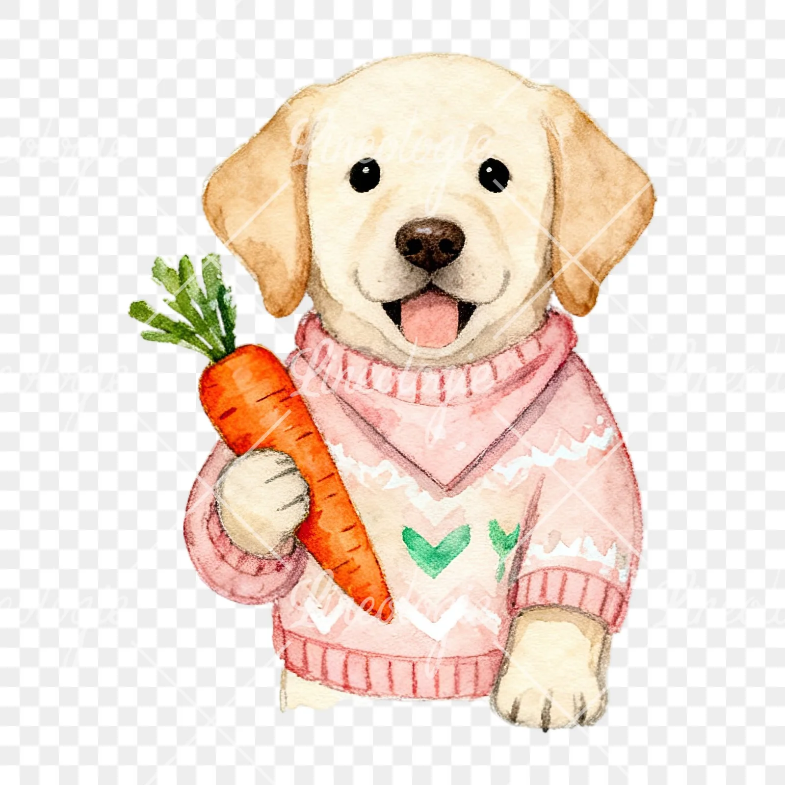 Watercolor Easter puppy with baking tray clipart 3 of 9 on a transparent background (PNG)
