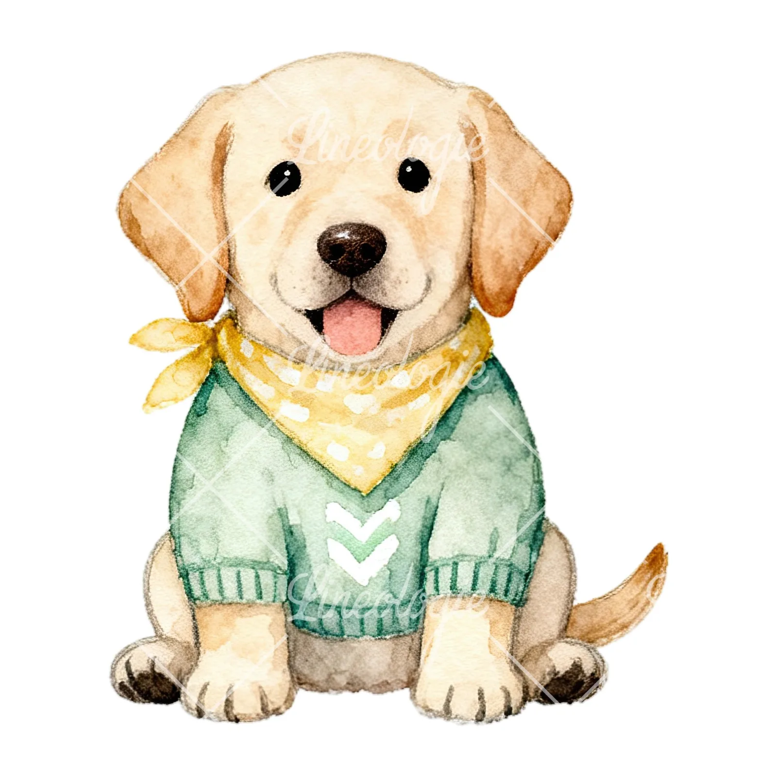 Watercolor Easter puppy with baking tray clipart 8 of 9 on a white background (JPG)