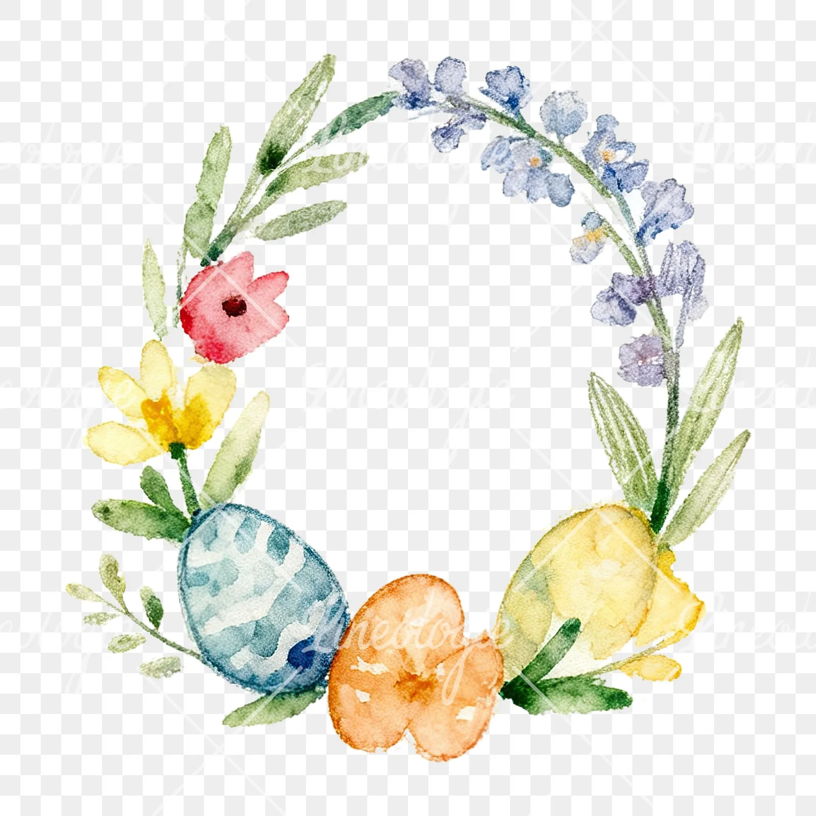 Watercolor floral wreath clipart 4 of 9 on a transparent background (PNG)