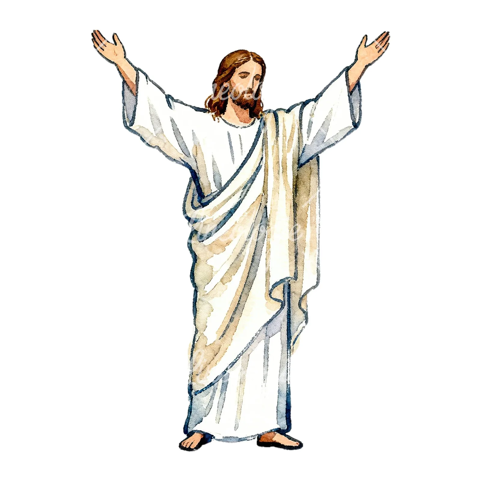Watercolor religious christian Easter clipart 1 of 9 on a white background (JPG)