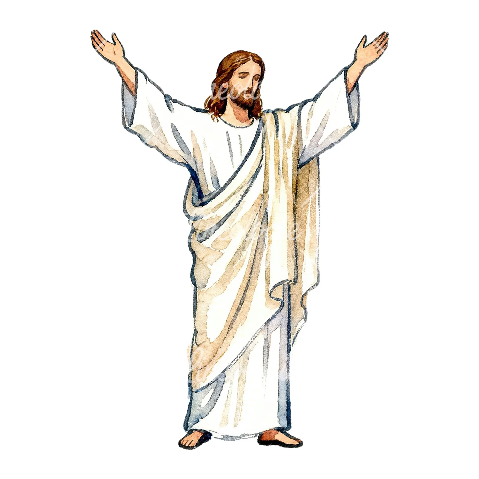 Watercolor religious christian Easter clipart 4 of 9 on a white background (JPG)