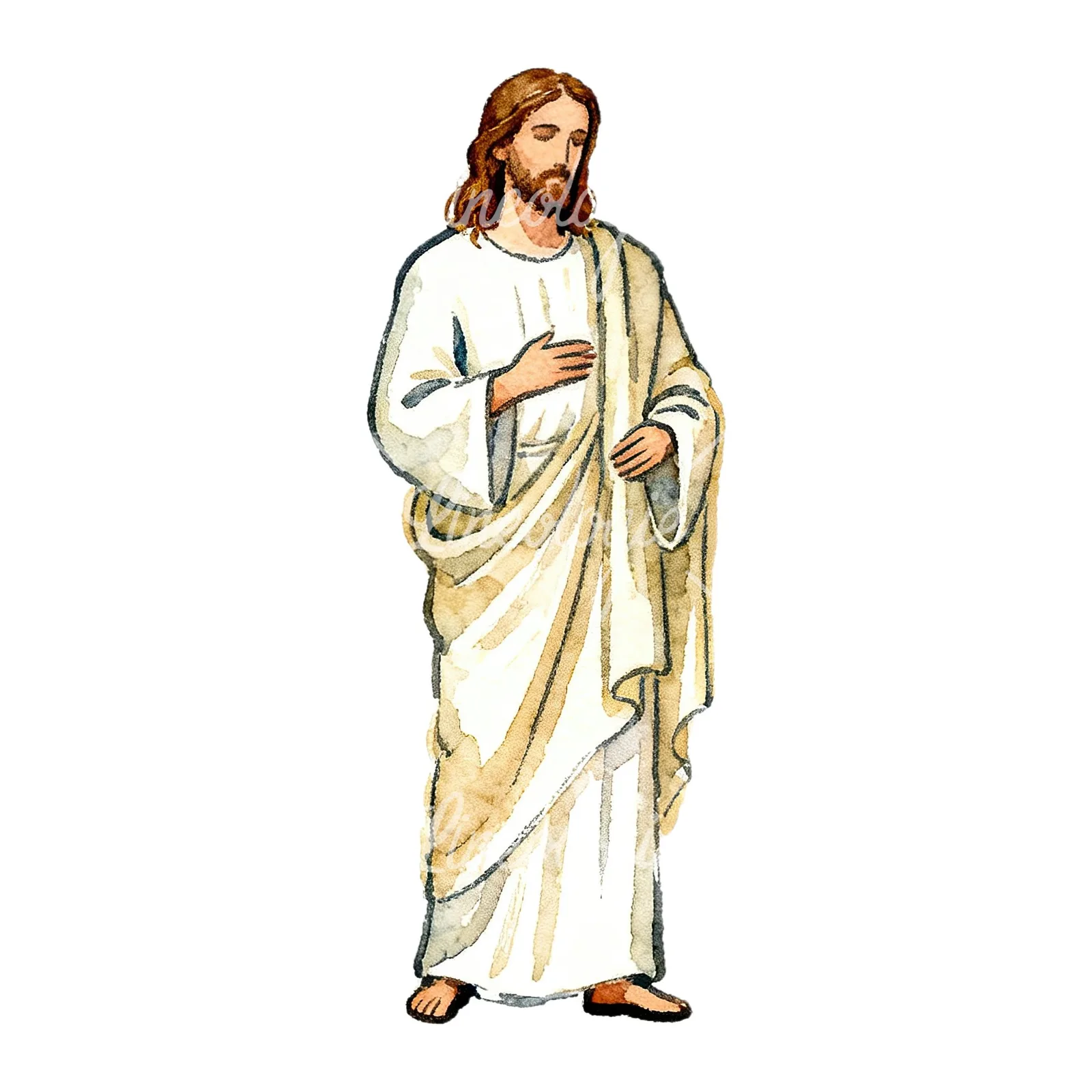 Watercolor religious christian Easter clipart 7 of 9 on a white background (JPG)