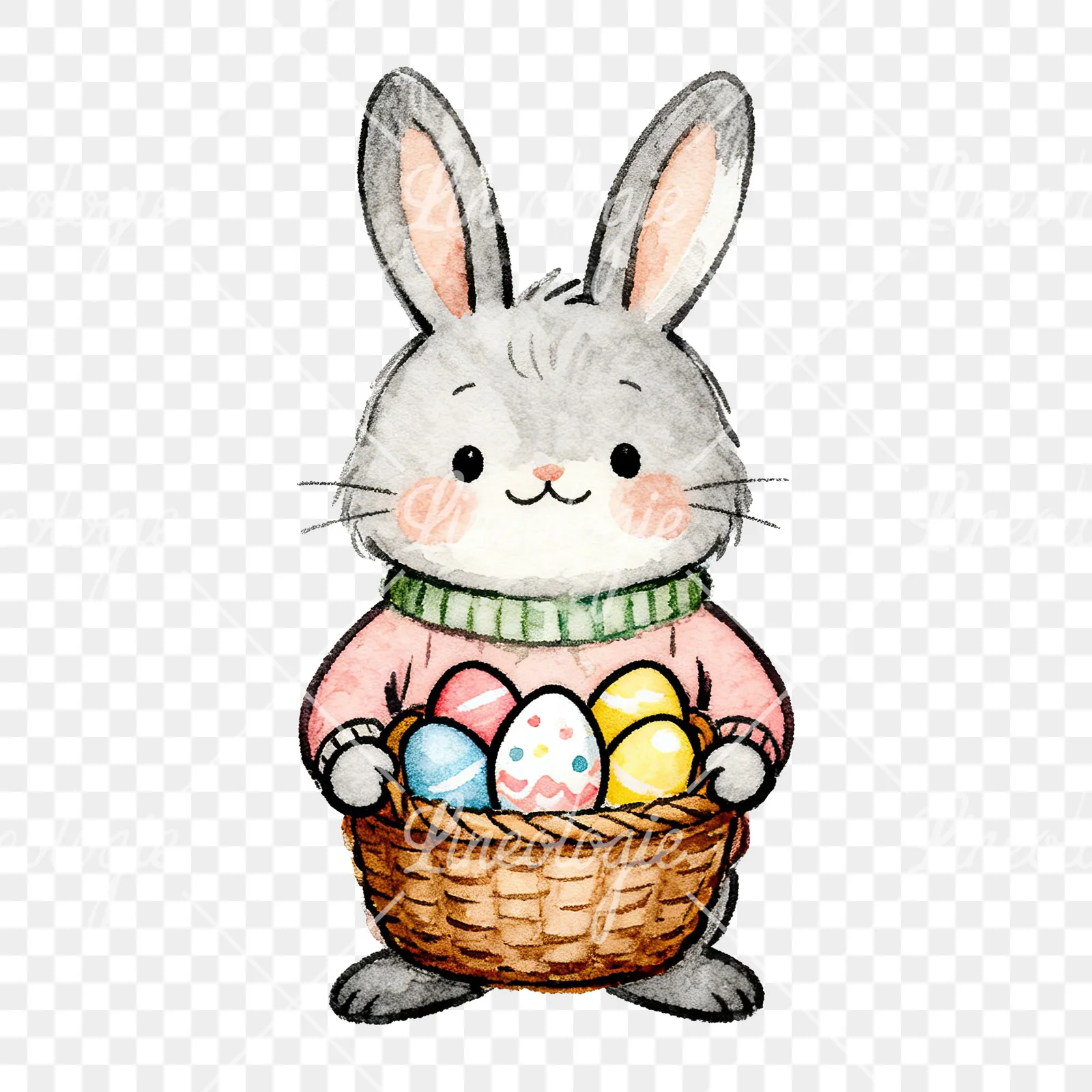 Watercolor bunny clipart 1 of 9 on a transparent background (PNG)