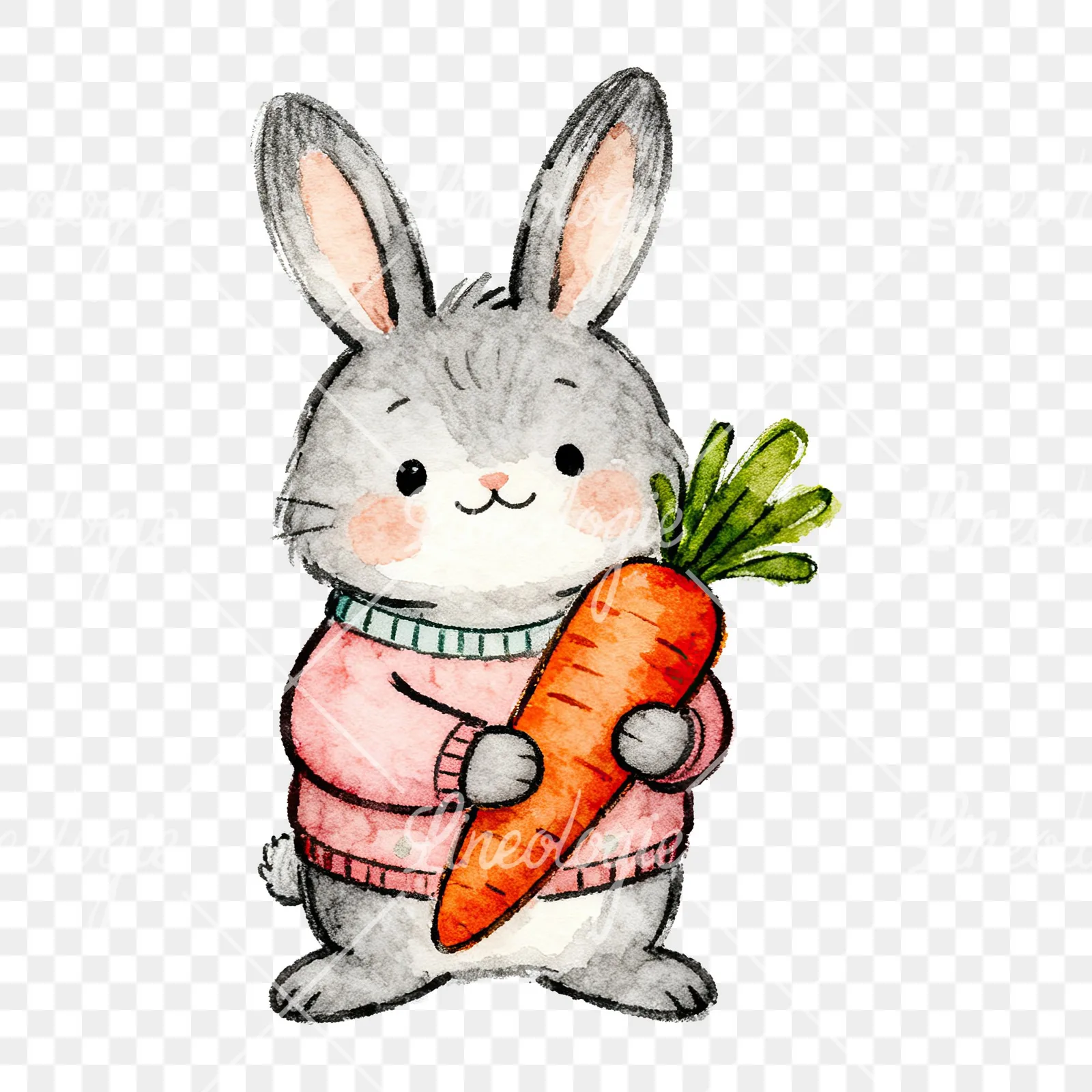 Watercolor bunny clipart 2 of 9 on a transparent background (PNG)