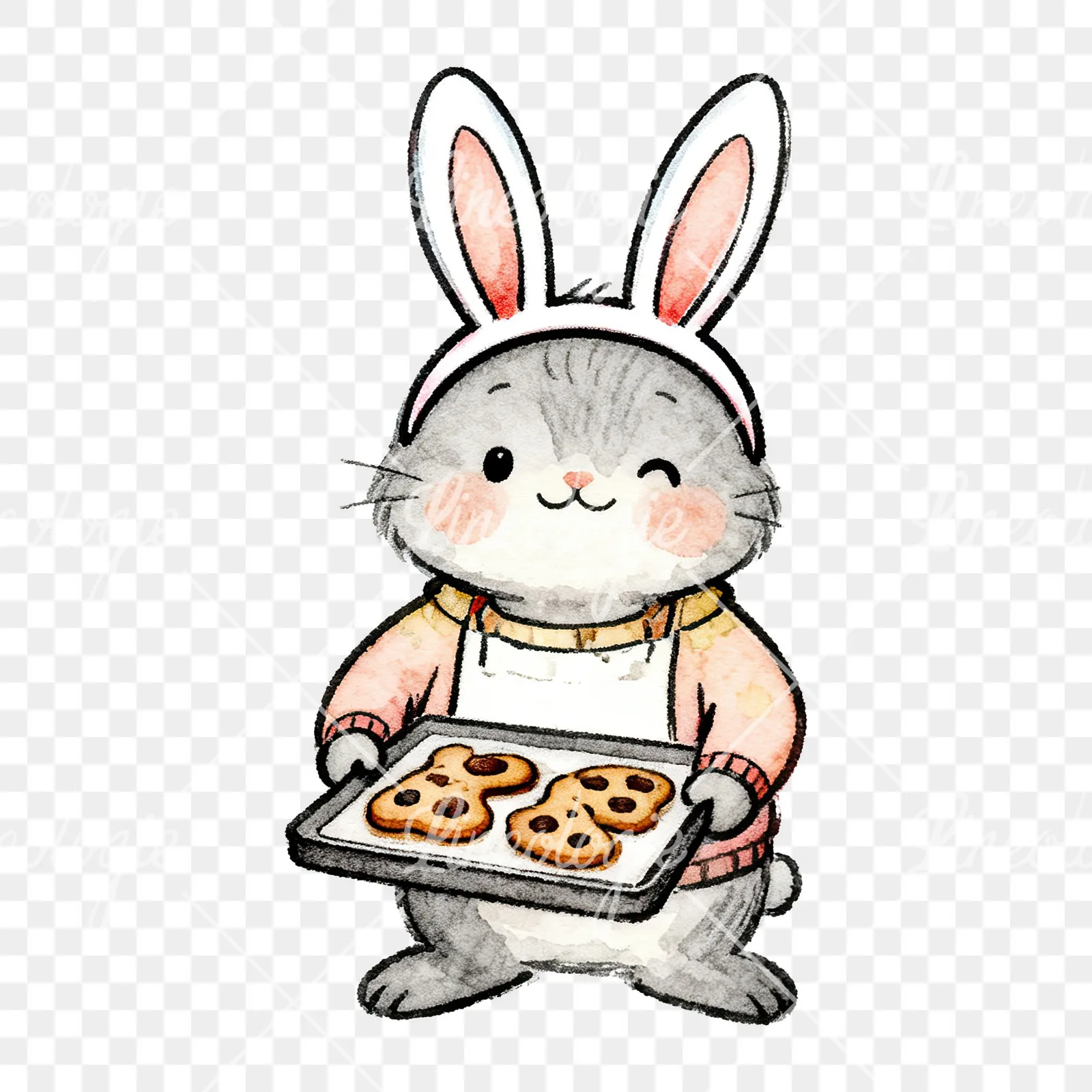 Watercolor bunny clipart 5 of 9 on a transparent background (PNG)