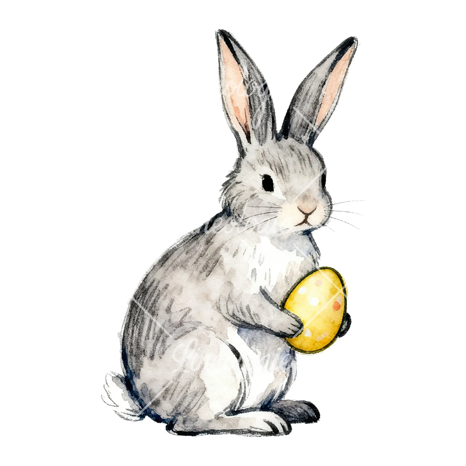 Watercolor bunny rabbit clipart 5 of 9 on a white background (JPG)