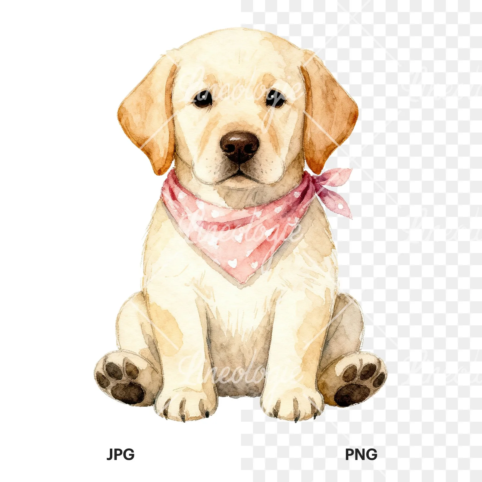Watercolor Easter puppy with egg sweater clipart 9 of 9, as a JPG on white and a transparent PNG