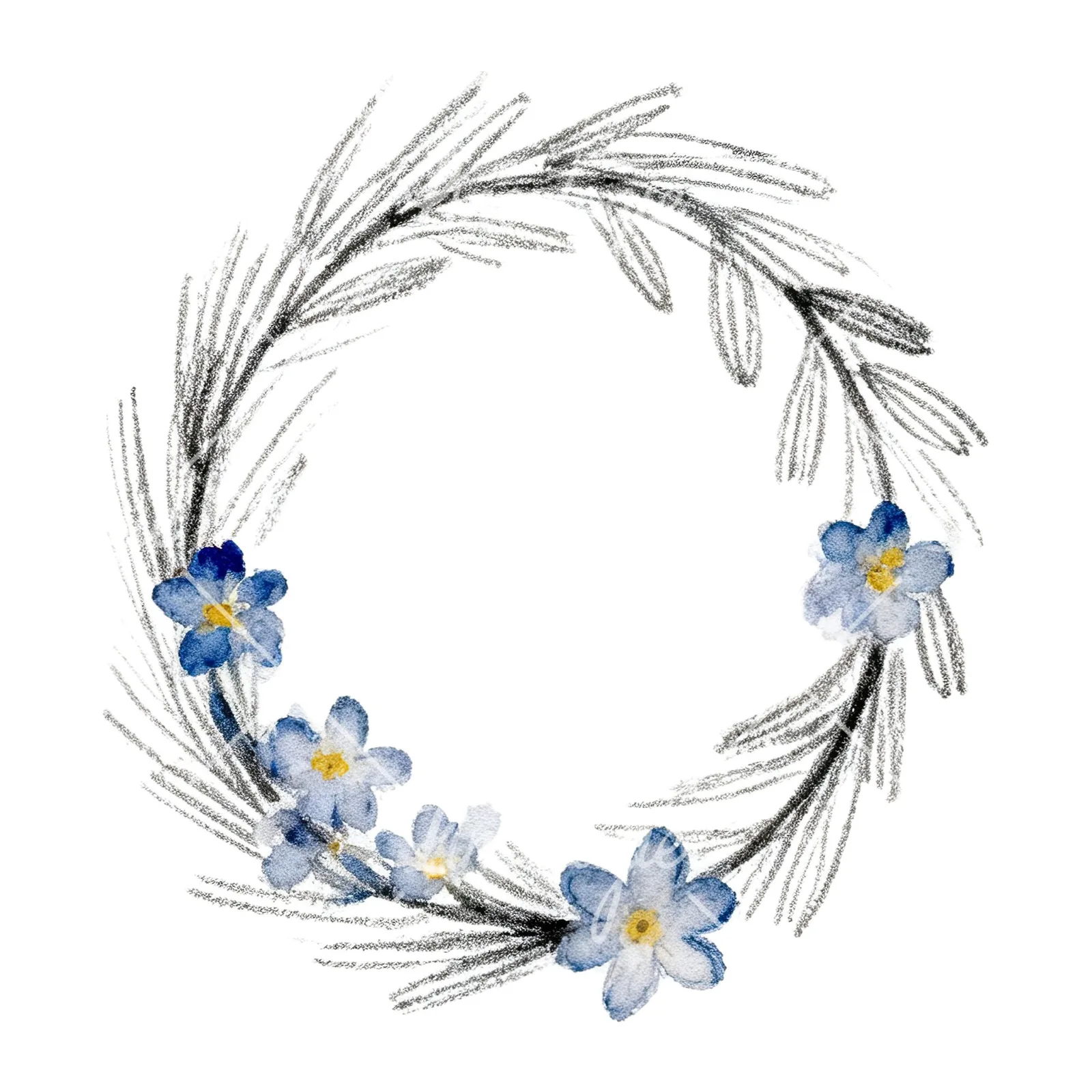 Watercolor Easter wreath with flowers and eggs clipart 2 of 9 on a white background (JPG)