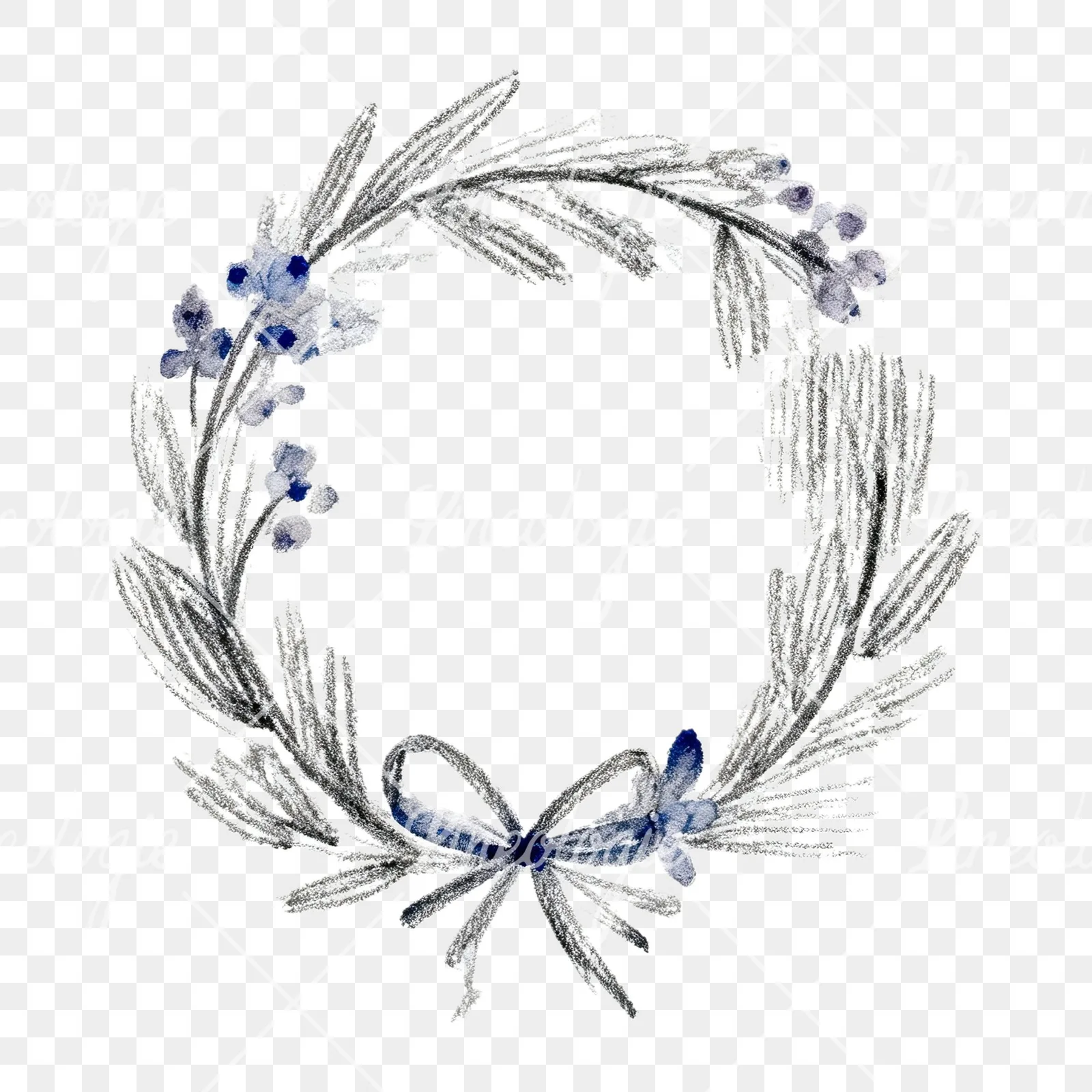 Watercolor Easter wreath with flowers and eggs clipart 9 of 9 on a transparent background (PNG)