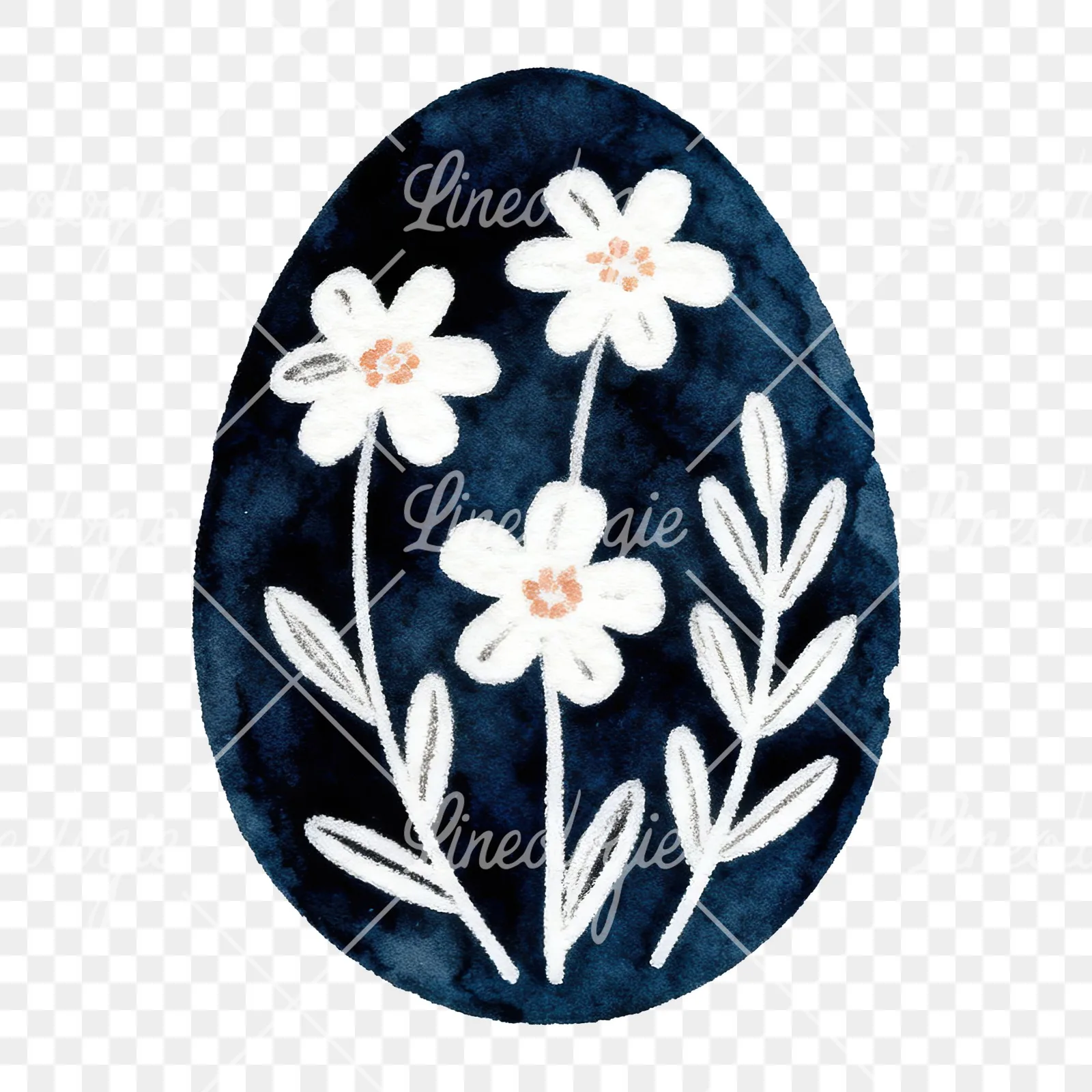 Watercolor floral Easter egg clipart 1 of 9 on a transparent background (PNG)