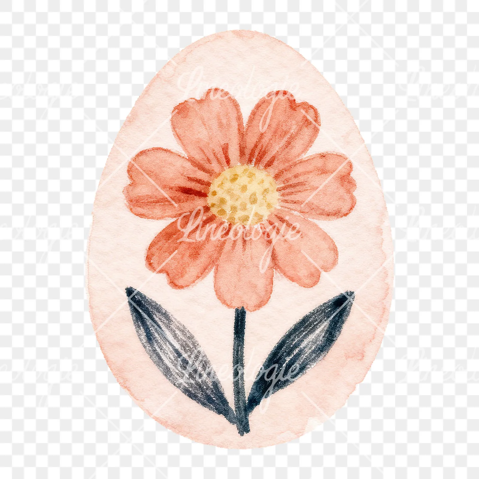 Watercolor floral Easter egg clipart 2 of 9 on a transparent background (PNG)