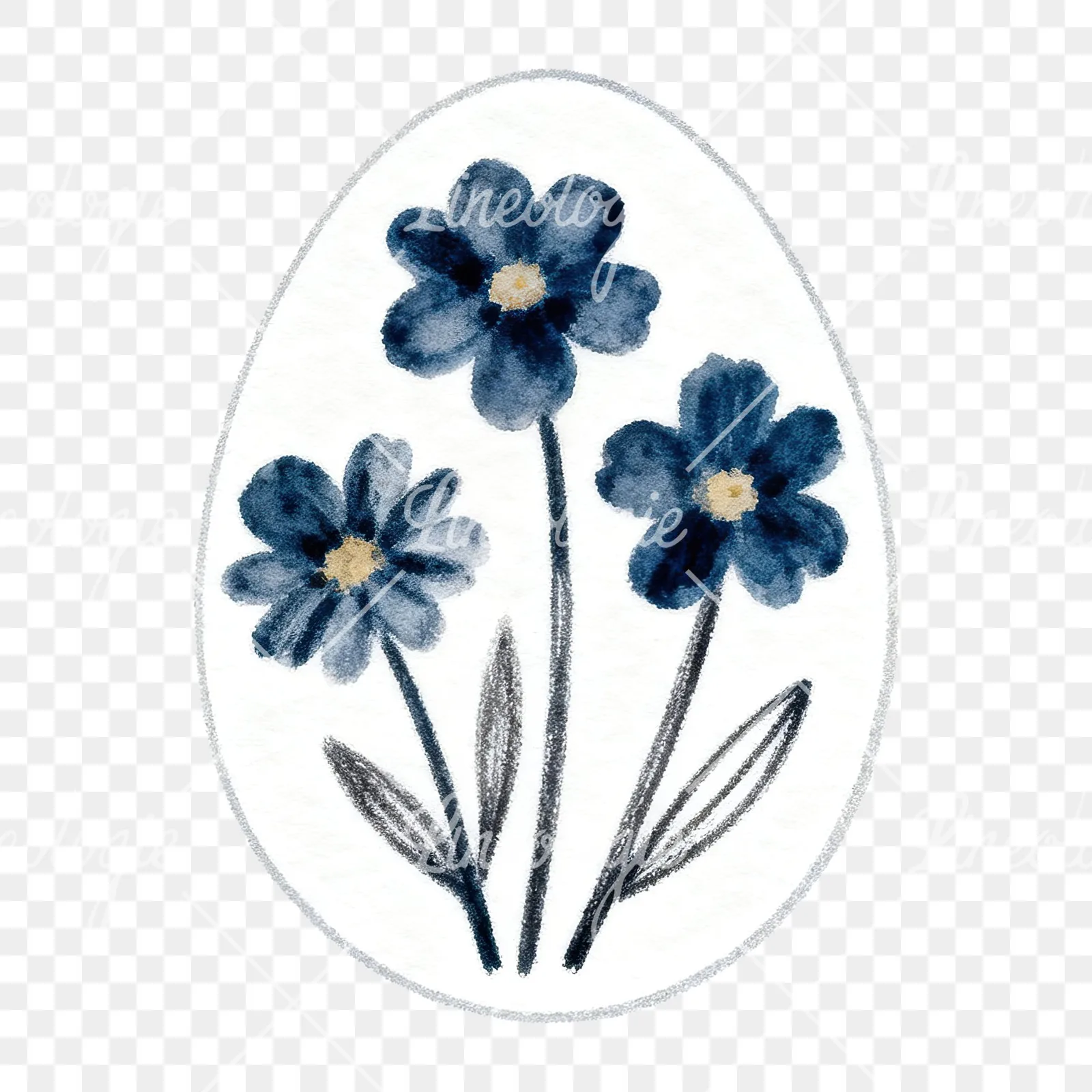 Watercolor floral Easter egg clipart 5 of 9 on a transparent background (PNG)