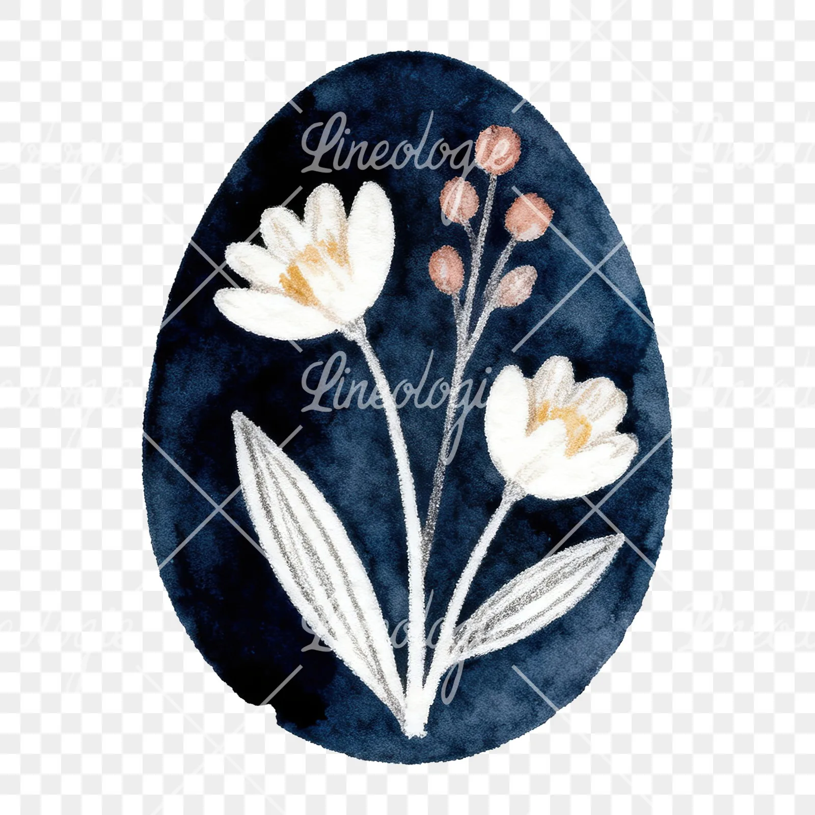 Watercolor floral Easter egg clipart 6 of 9 on a transparent background (PNG)