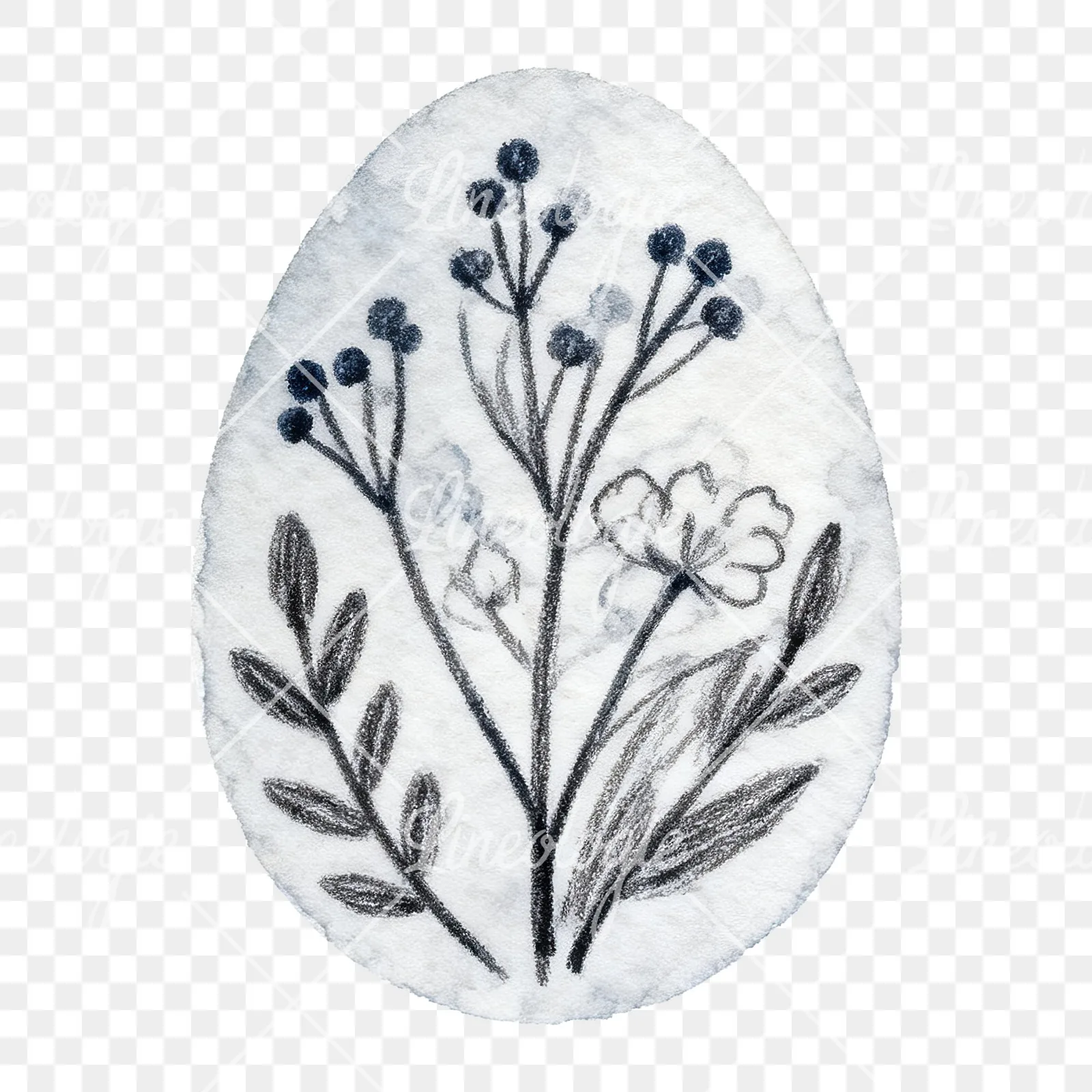 Watercolor floral Easter egg clipart 7 of 9 on a transparent background (PNG)