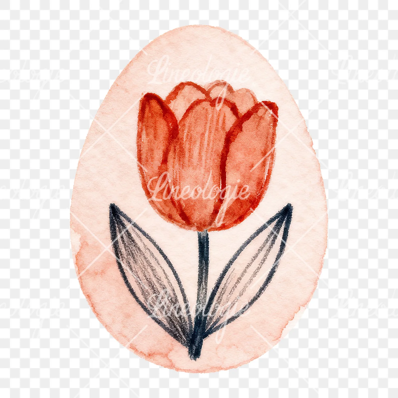 Watercolor floral Easter egg clipart 8 of 9 on a transparent background (PNG)