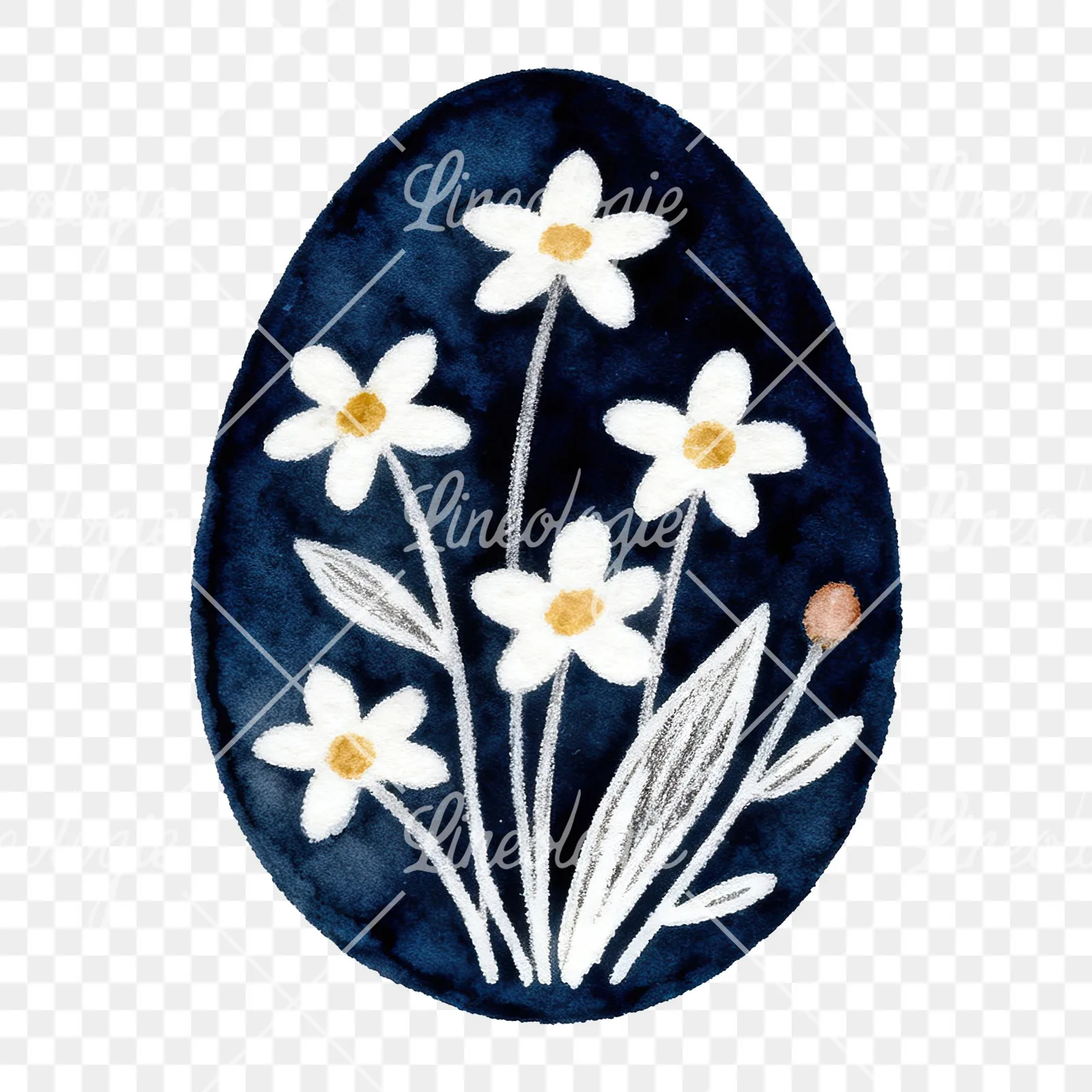 Watercolor floral Easter egg clipart 9 of 9 on a transparent background (PNG)