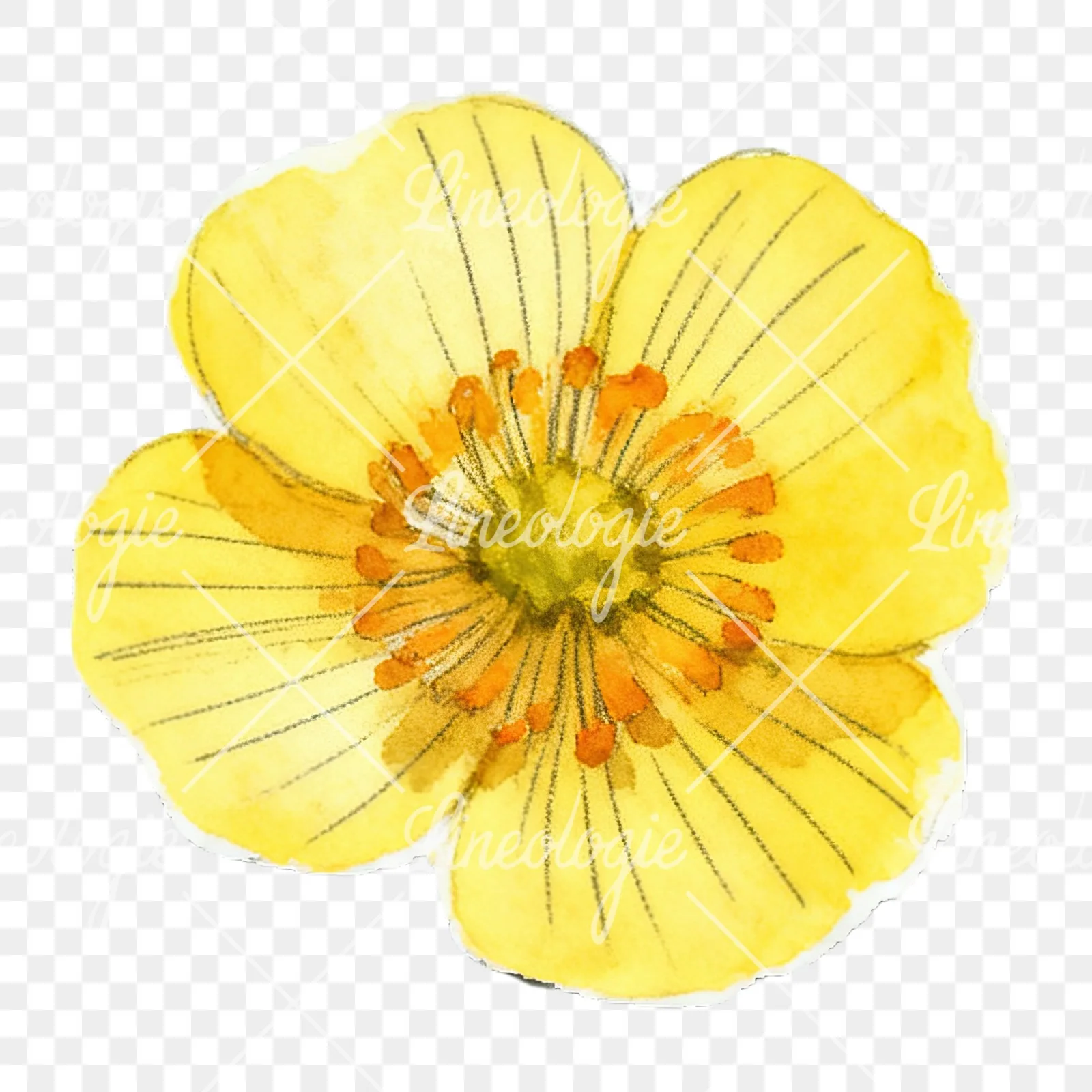 Watercolor buttercup flower clipart 11 of 12 on a transparent background (PNG)