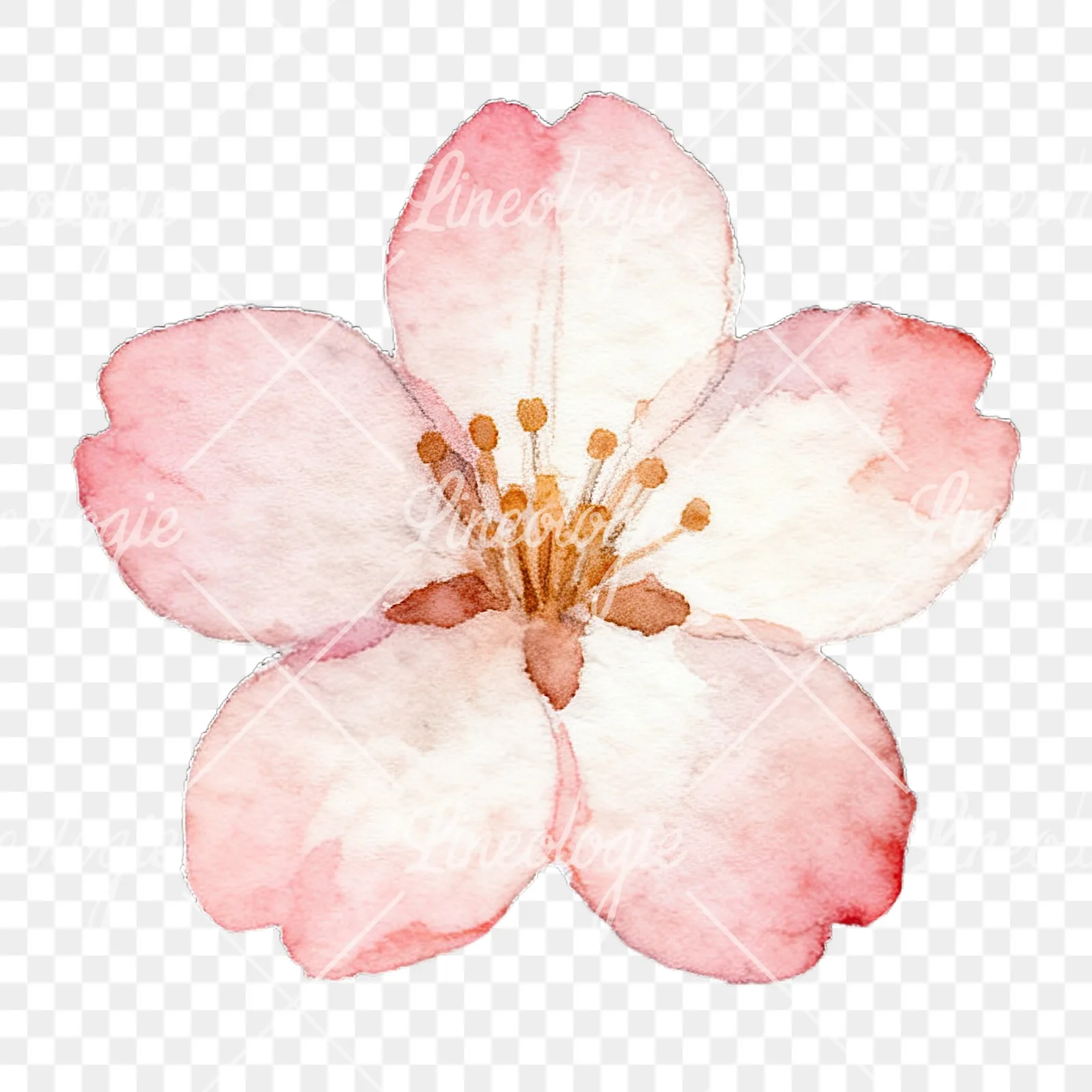Watercolor purple pink white cherry blossoms clipart 2 of 12 on a transparent background (PNG)