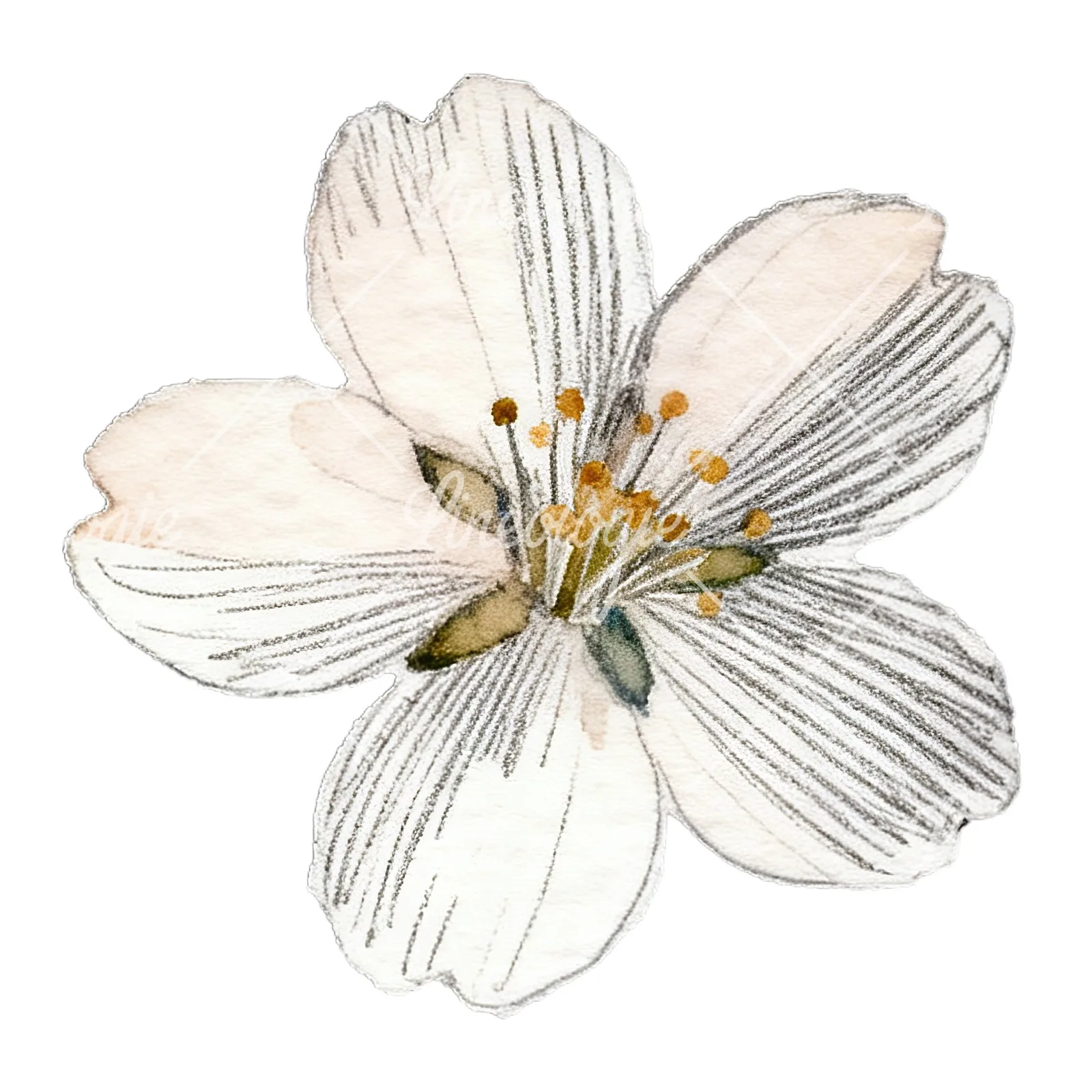 Watercolor purple pink white cherry blossoms clipart 4 of 12 on a white background (JPG)