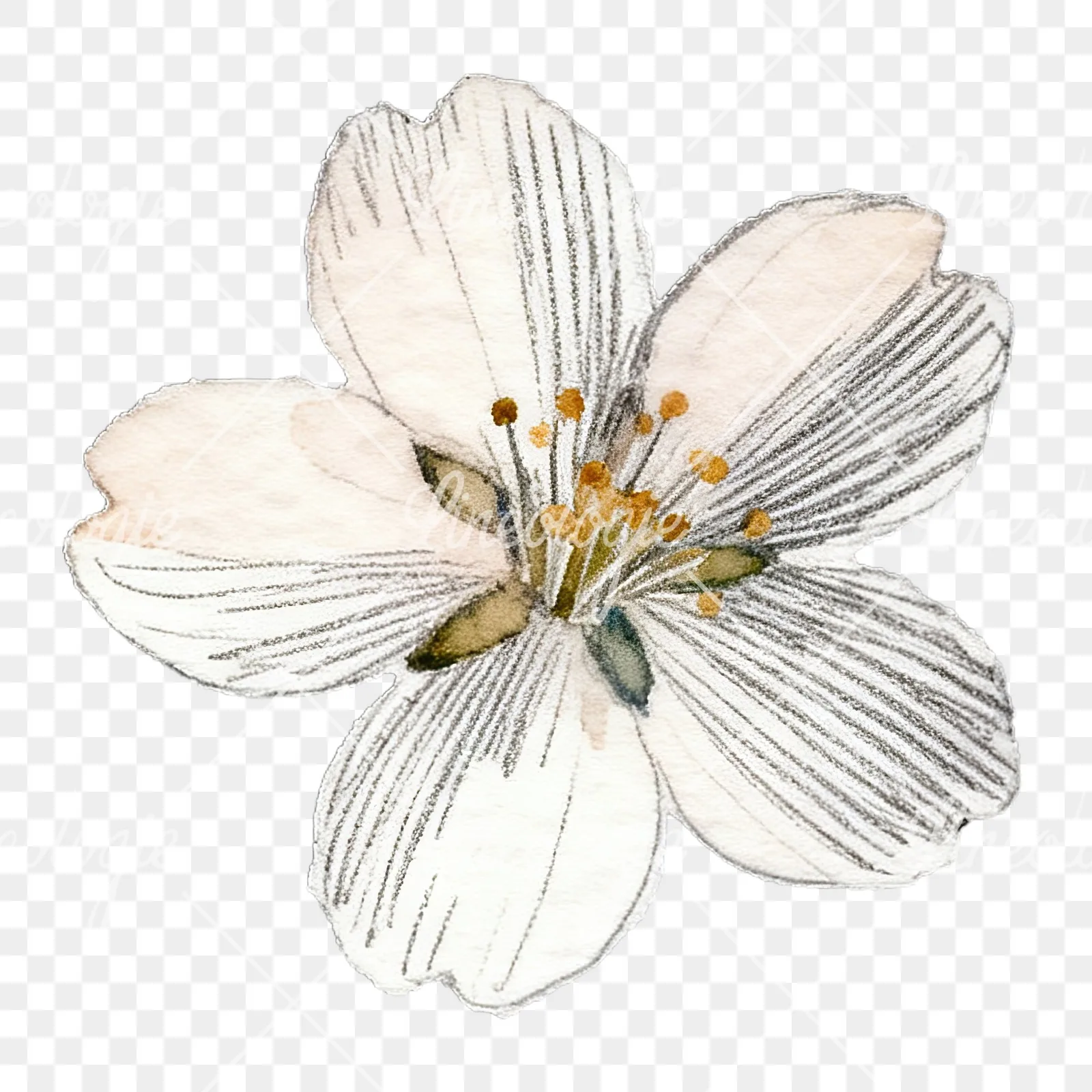 Watercolor purple pink white cherry blossoms clipart 4 of 12 on a transparent background (PNG)