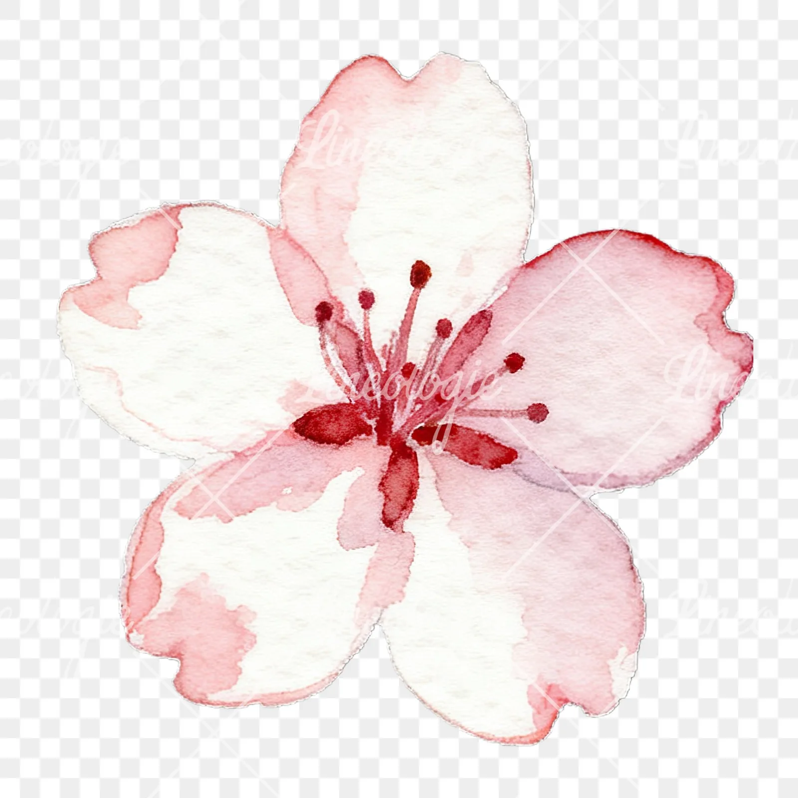 Watercolor purple pink white cherry blossoms clipart 9 of 12 on a transparent background (PNG)