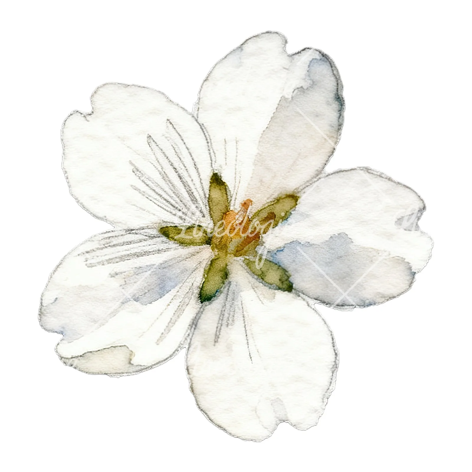 Watercolor purple pink white cherry blossoms clipart 11 of 12 on a white background (JPG)
