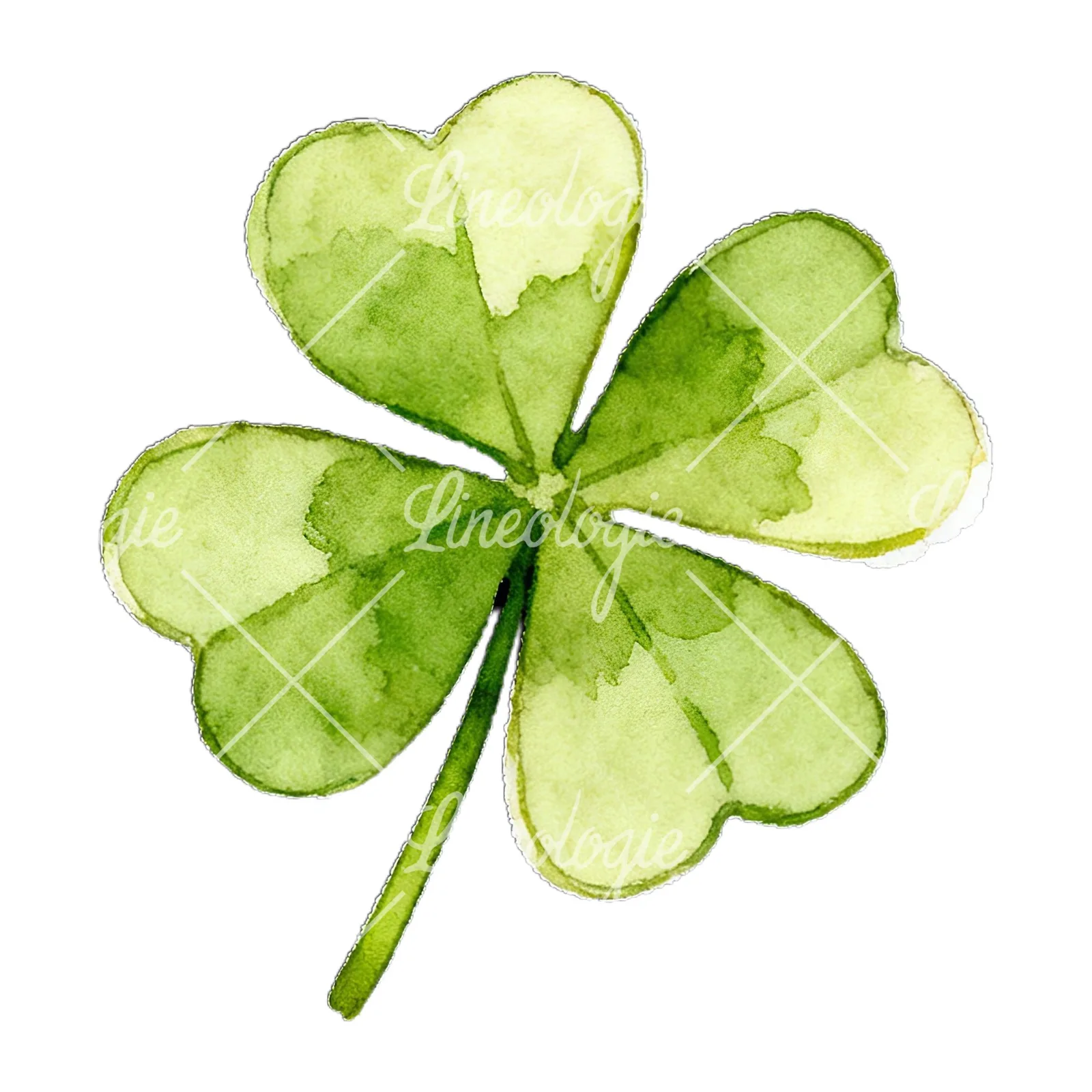 Watercolor textured clover flower clipart 1 of 12 on a white background (JPG)