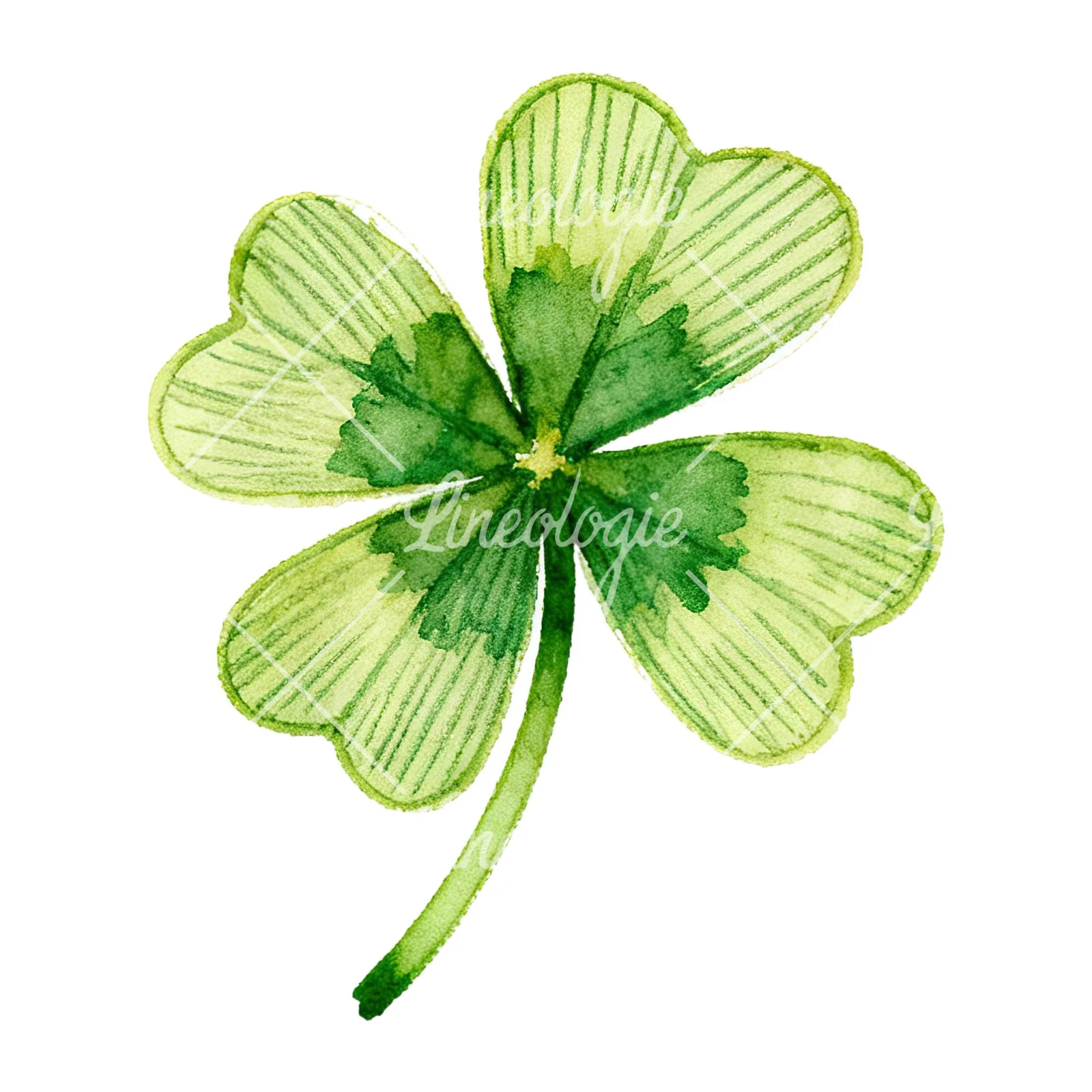 Watercolor textured clover flower clipart 2 of 12 on a white background (JPG)