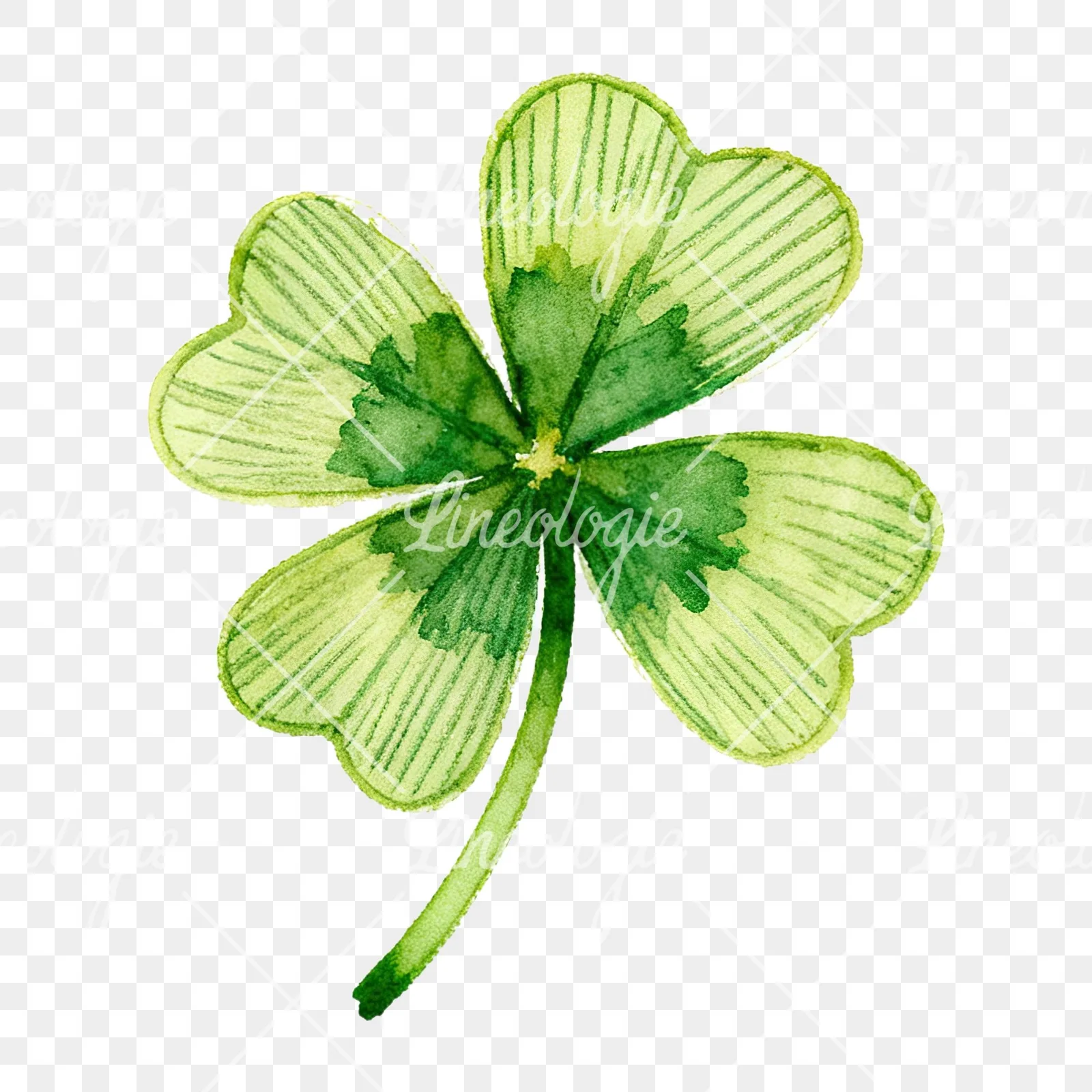 Watercolor textured clover flower clipart 2 of 12 on a transparent background (PNG)