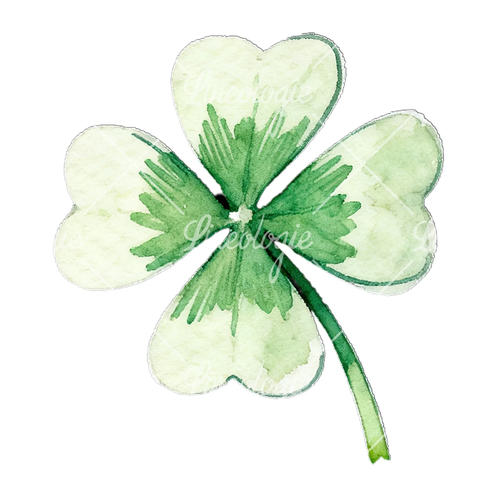 Watercolor textured clover flower clipart 3 of 12 on a white background (JPG)