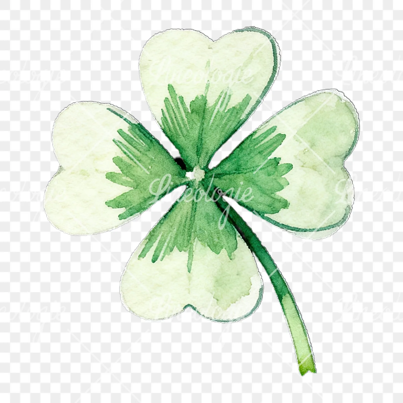 Watercolor textured clover flower clipart 3 of 12 on a transparent background (PNG)