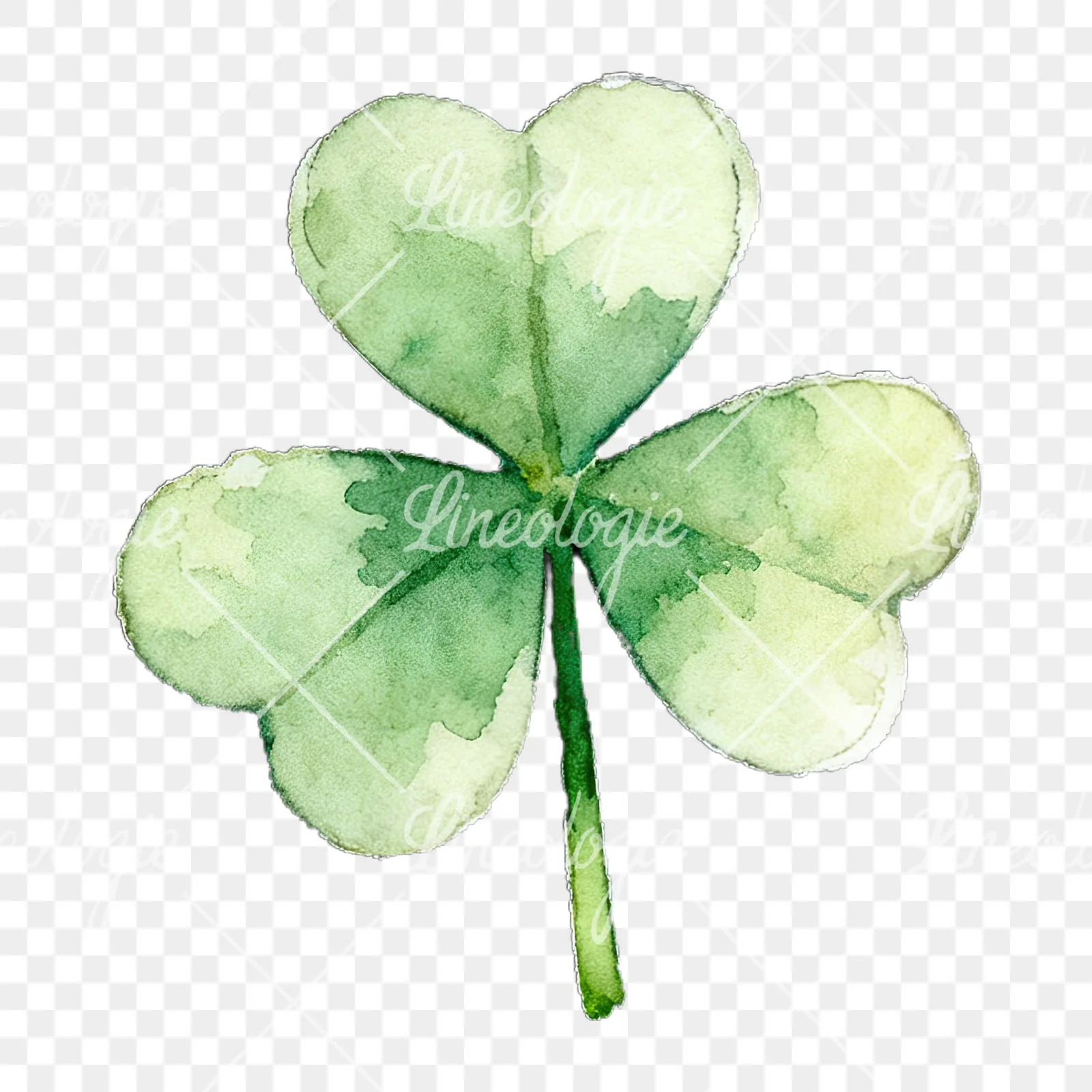 Watercolor textured clover flower clipart 4 of 12 on a transparent background (PNG)