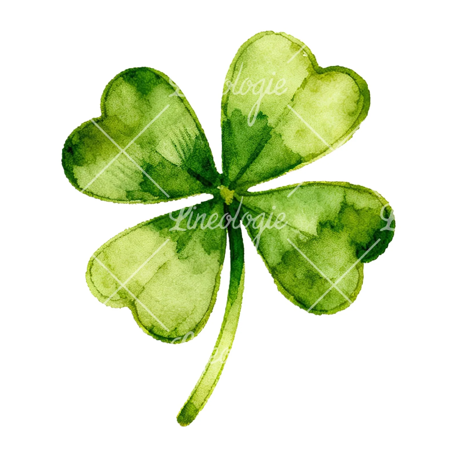 Watercolor textured clover flower clipart 6 of 12 on a white background (JPG)