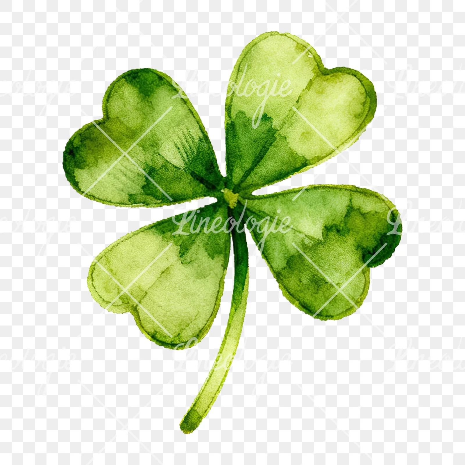 Watercolor textured clover flower clipart 6 of 12 on a transparent background (PNG)