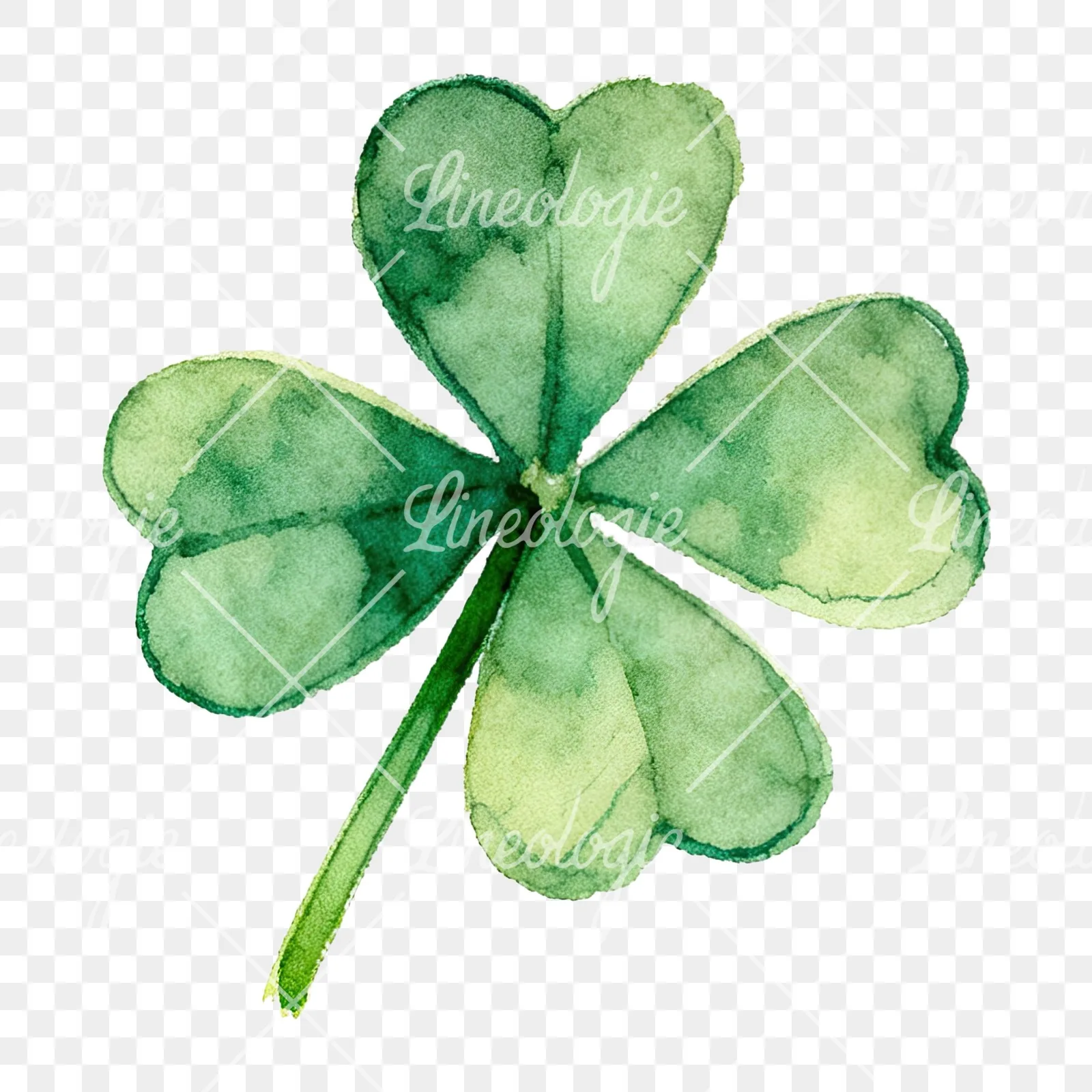 Watercolor textured clover flower clipart 7 of 12 on a transparent background (PNG)
