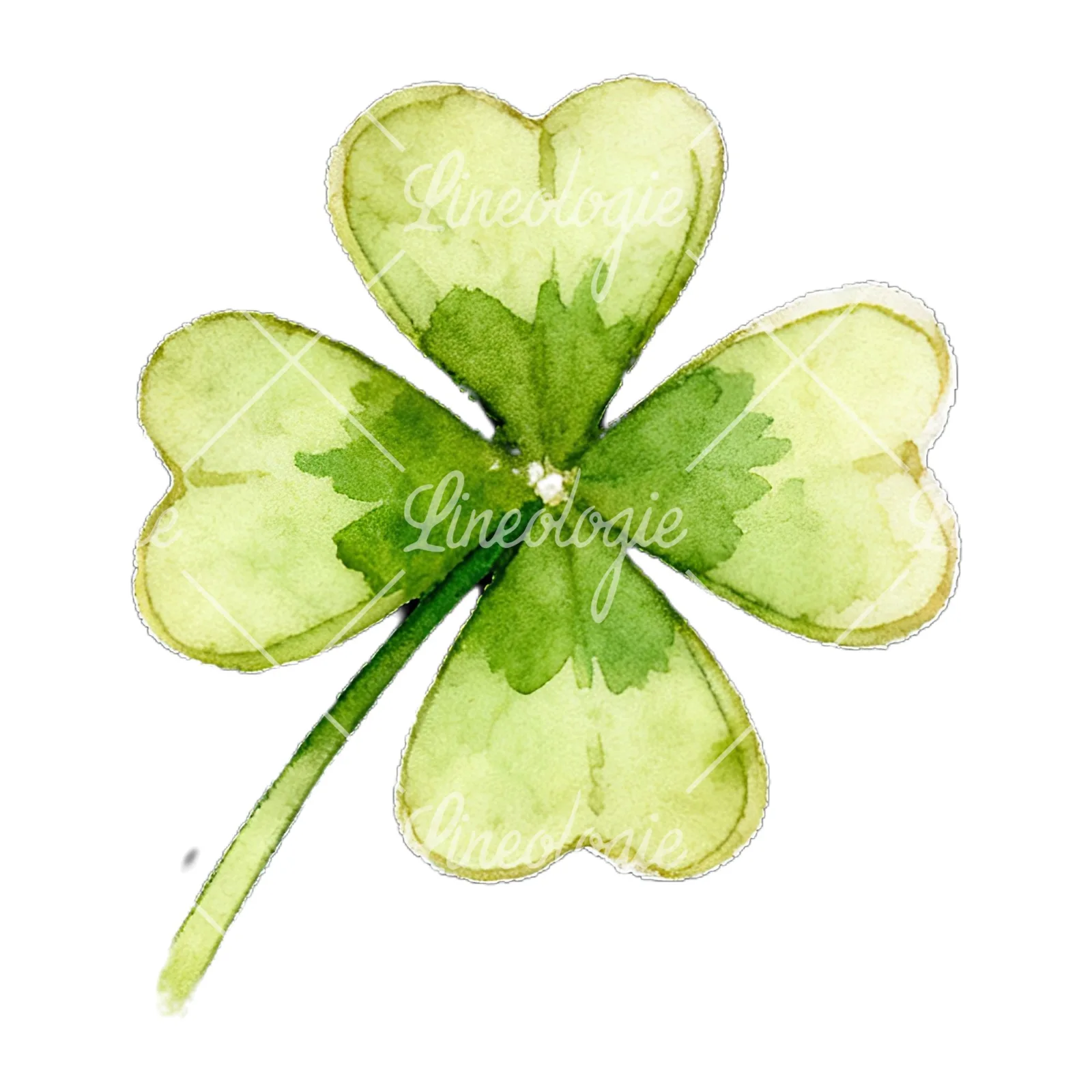 Watercolor textured clover flower clipart 8 of 12 on a white background (JPG)