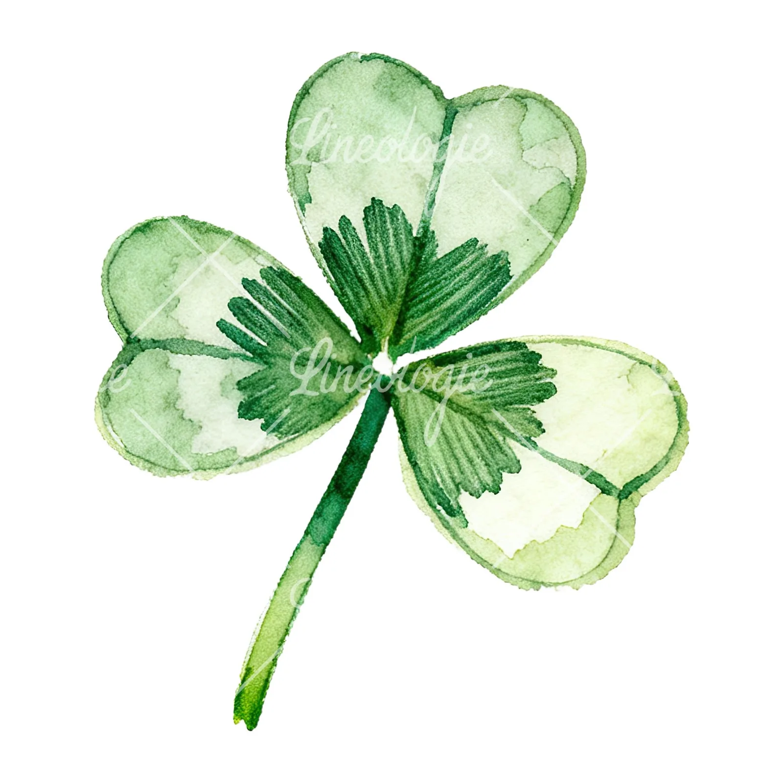 Watercolor textured clover flower clipart 10 of 12 on a white background (JPG)