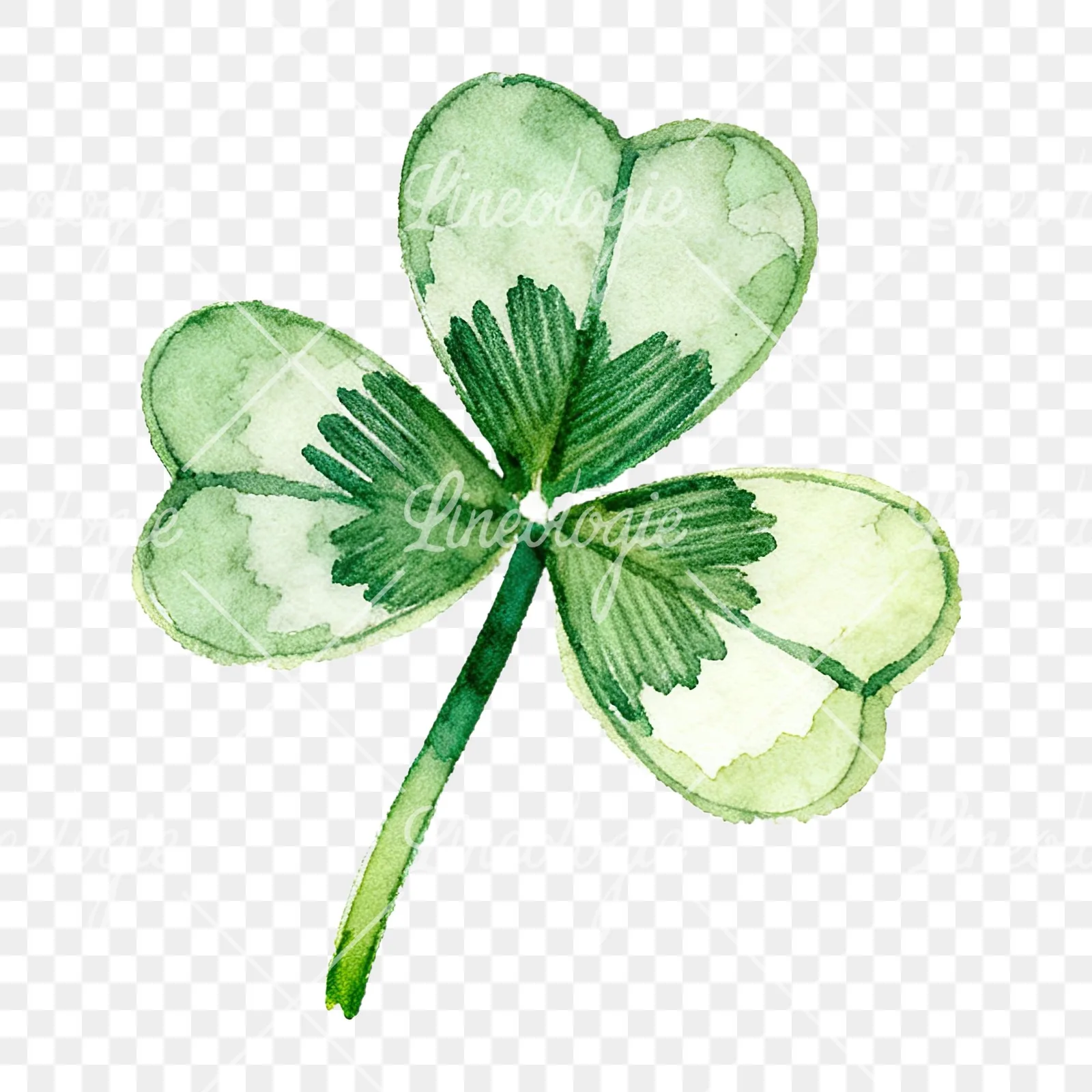 Watercolor textured clover flower clipart 10 of 12 on a transparent background (PNG)