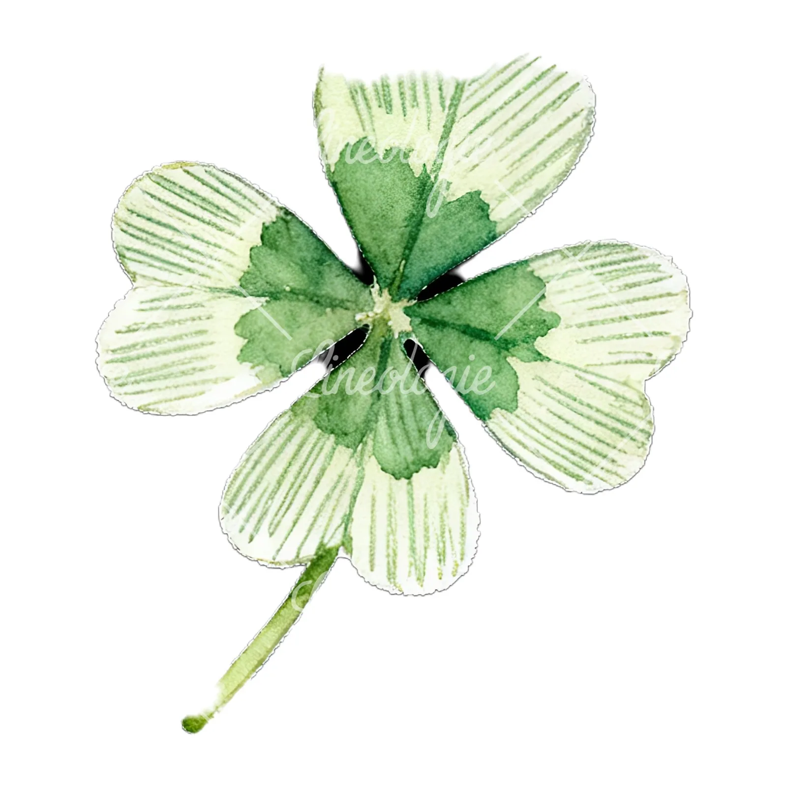 Watercolor textured clover flower clipart 11 of 12 on a white background (JPG)