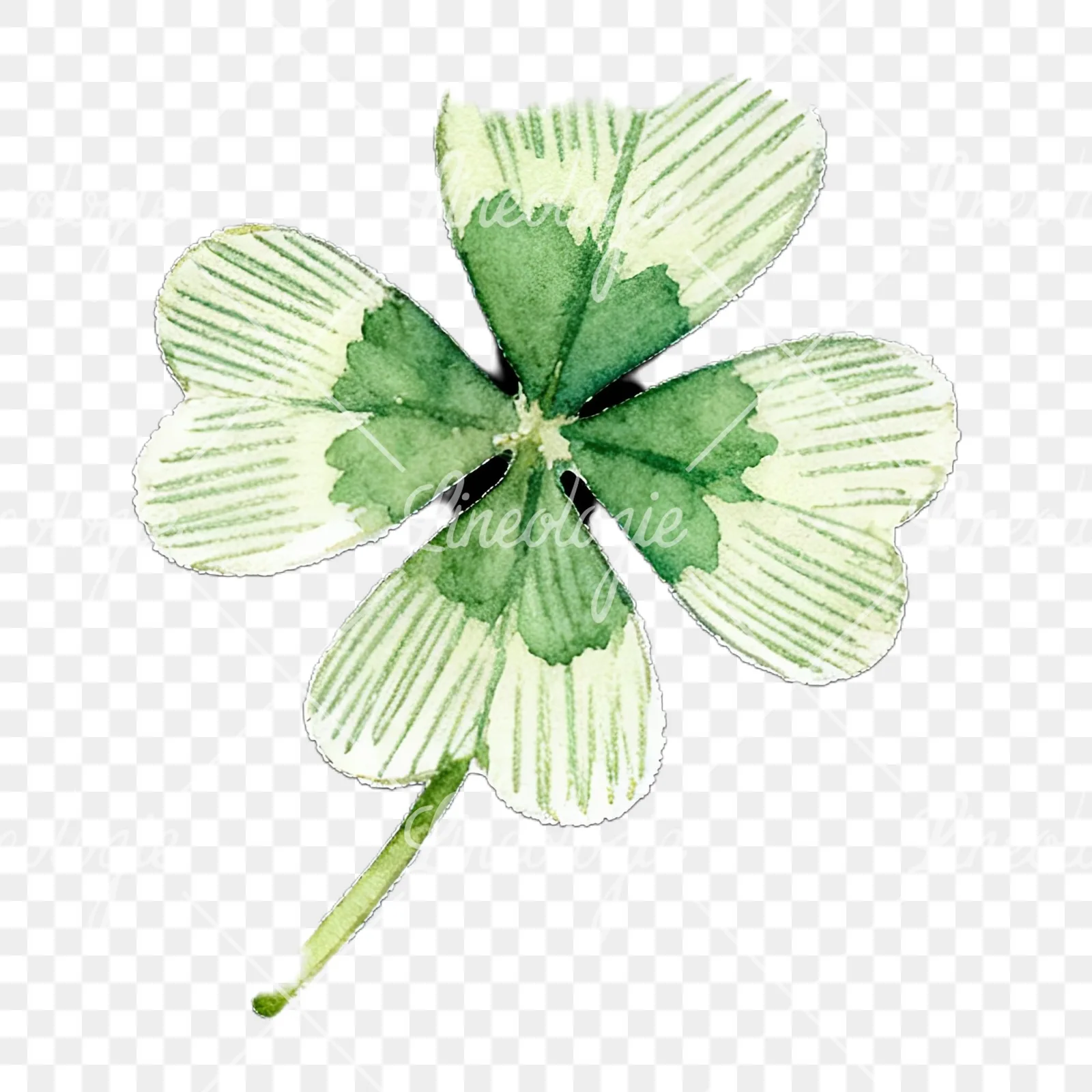 Watercolor textured clover flower clipart 11 of 12 on a transparent background (PNG)